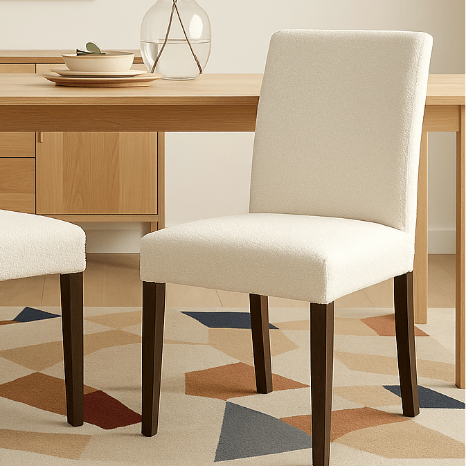 Natural White Bouclé IKEA Henriksdal Dining Chair Covers Set of 2 Natural White Bouclé IKEA Henriksdal Dining Chair Covers Set of 2