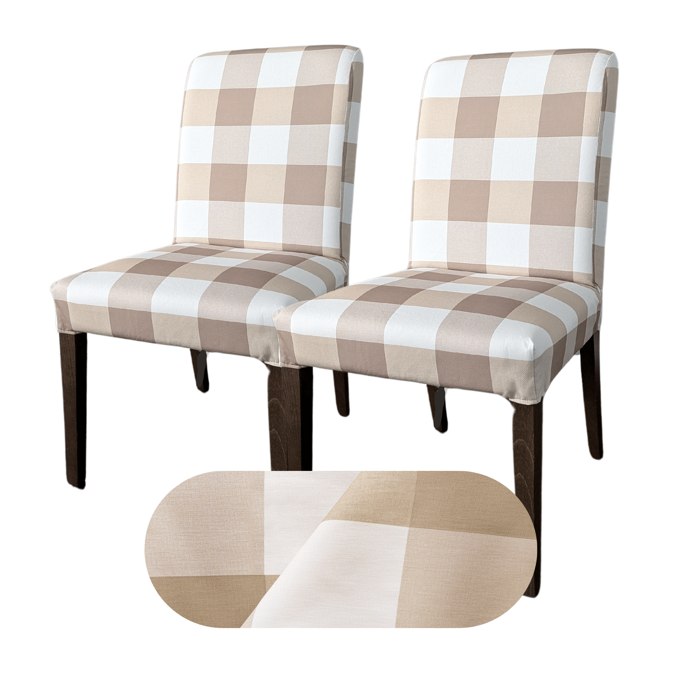 Rockin Cushions IKEA Henriksdal Dining Regular 2 Pack, Buffalo Check Beige Dining Chair Cover, Compatible with IKEA Henriksdal
