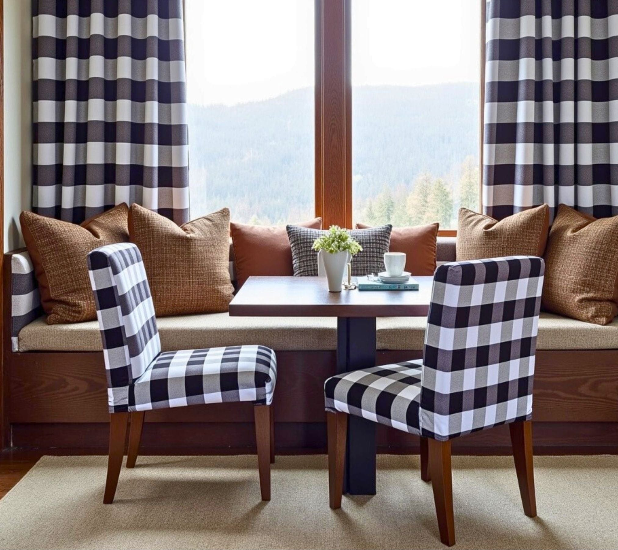 Rockin Cushions IKEA Henriksdal Dining Regular 2 Pack, Buffalo Check Black White Dining Chair Covers, Compatible with IKEA Henriksdal