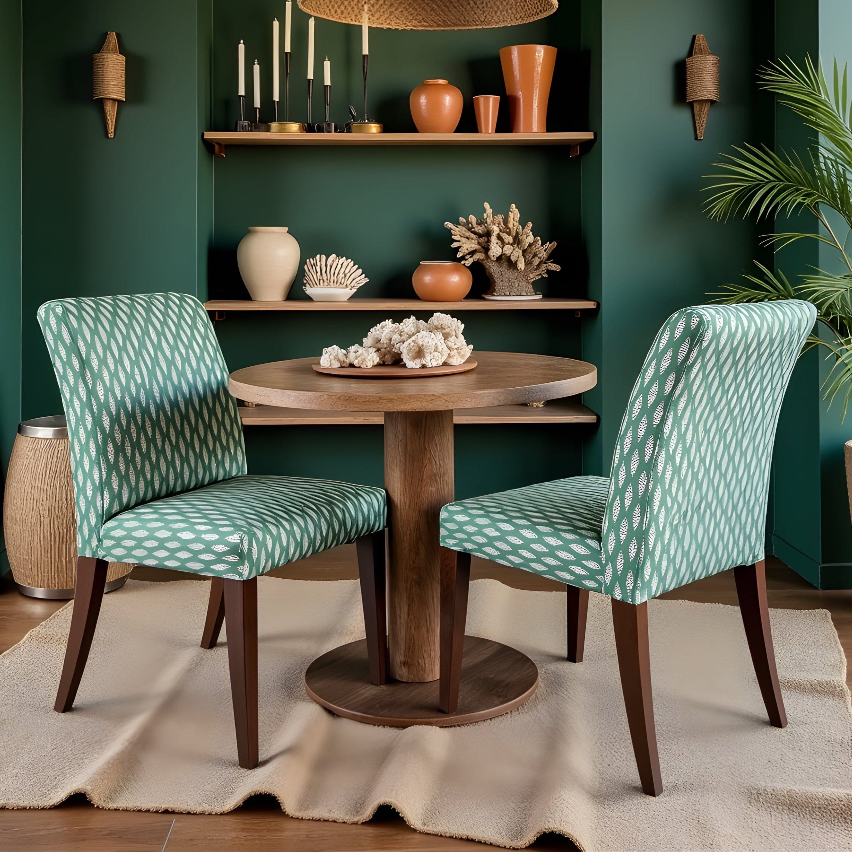 Rockin Cushions IKEA Henriksdal Dining Regular 2 Pack, Leaf Sage Green Dining Chair Covers, Compatible with IKEA Henriksdal