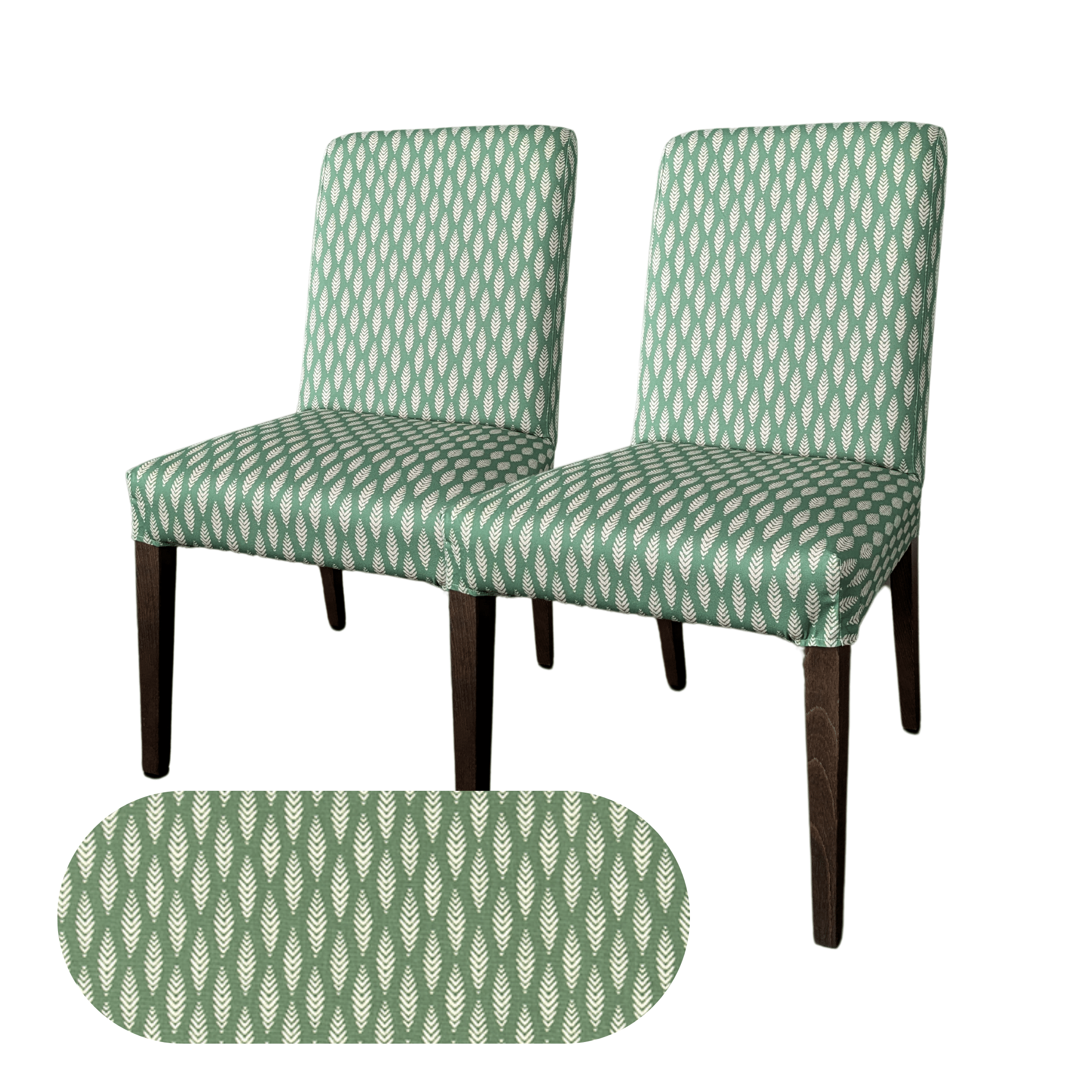Rockin Cushions IKEA Henriksdal Dining Regular 2 Pack, Leaf Sage Green Dining Chair Covers, Compatible with IKEA Henriksdal