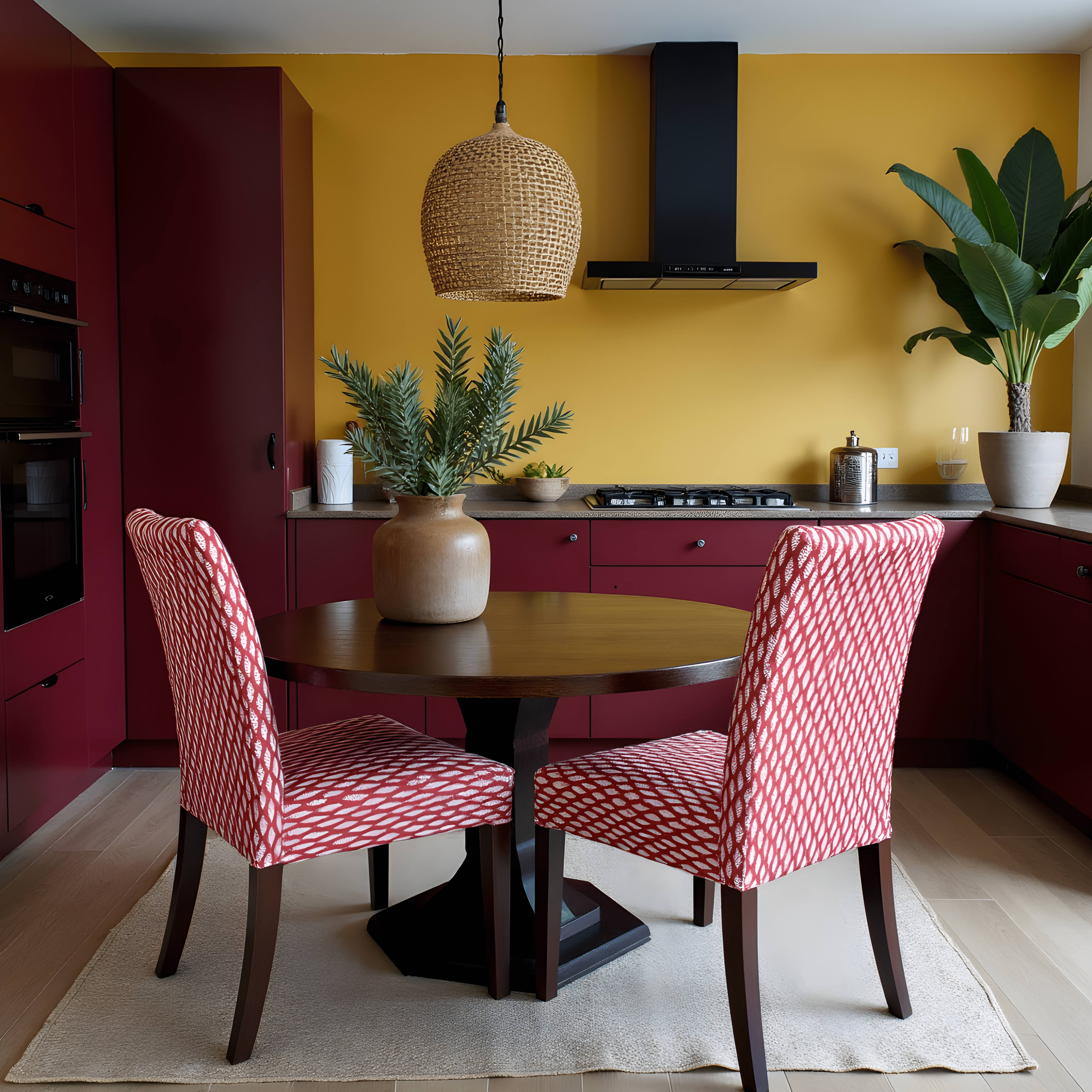 Rockin Cushions IKEA Henriksdal Dining Regular 2 Pack, Leaf Terracotta Red Dining Chair Covers, Compatible with IKEA Henriksdal