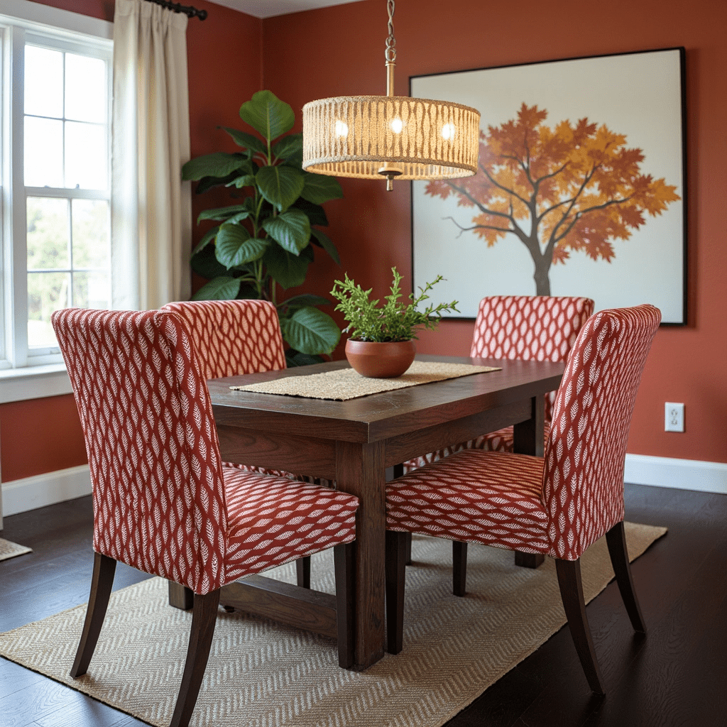 Rockin Cushions IKEA Henriksdal Dining Regular 2 Pack, Leaf Terracotta Red Dining Chair Covers, Compatible with IKEA Henriksdal