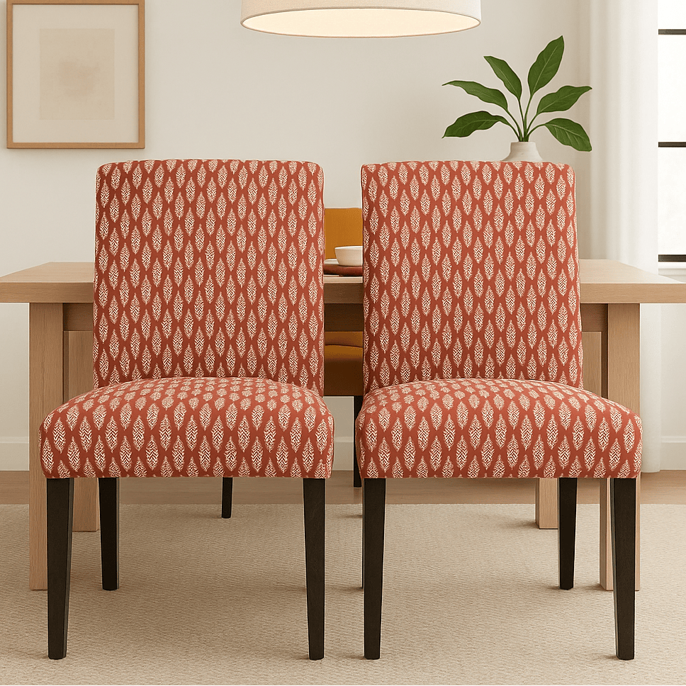 Rockin Cushions IKEA Henriksdal Dining Regular 2 Pack, Leaf Terracotta Red Dining Chair Covers, Compatible with IKEA Henriksdal