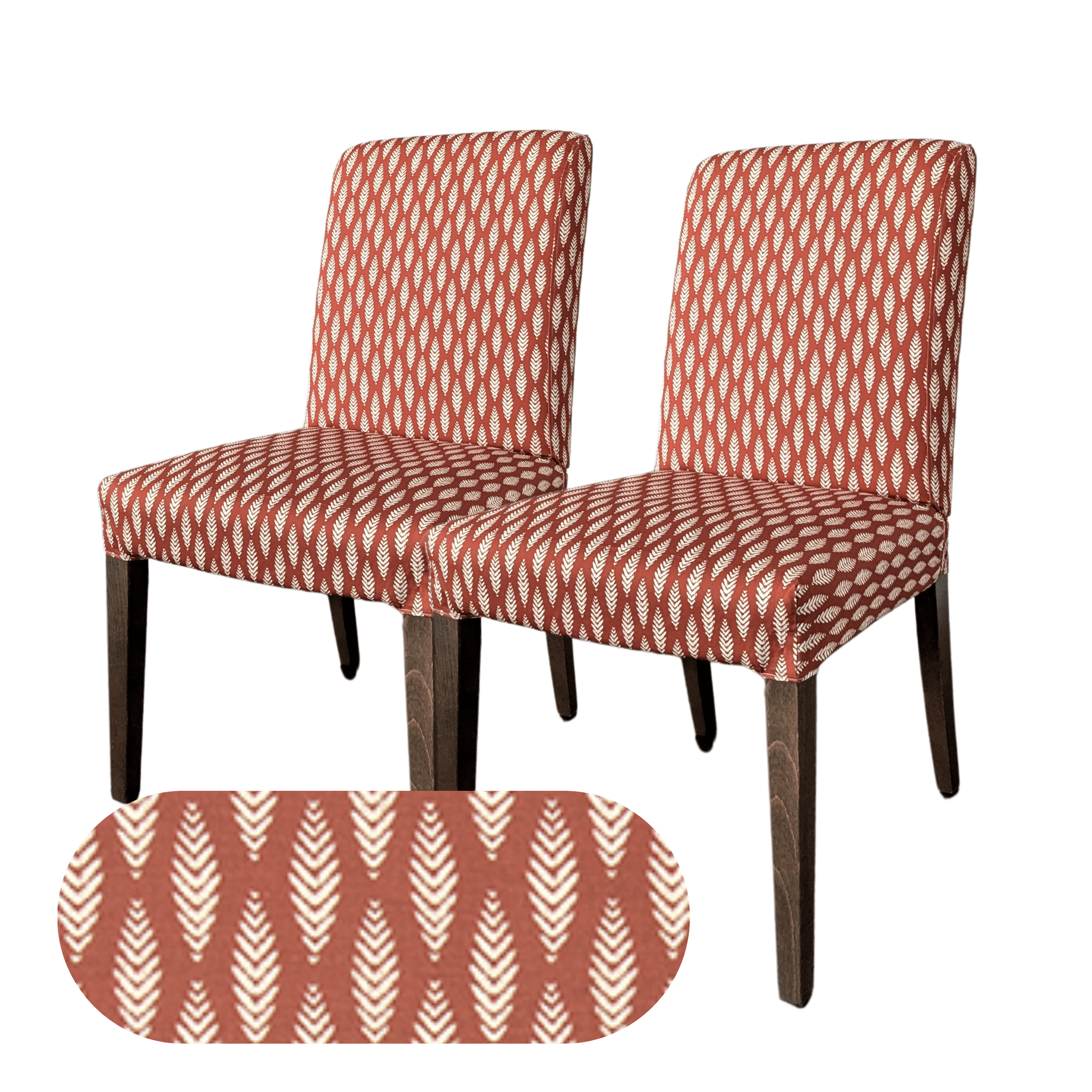 Rockin Cushions IKEA Henriksdal Dining Regular 2 Pack, Leaf Terracotta Red Dining Chair Covers, Compatible with IKEA Henriksdal