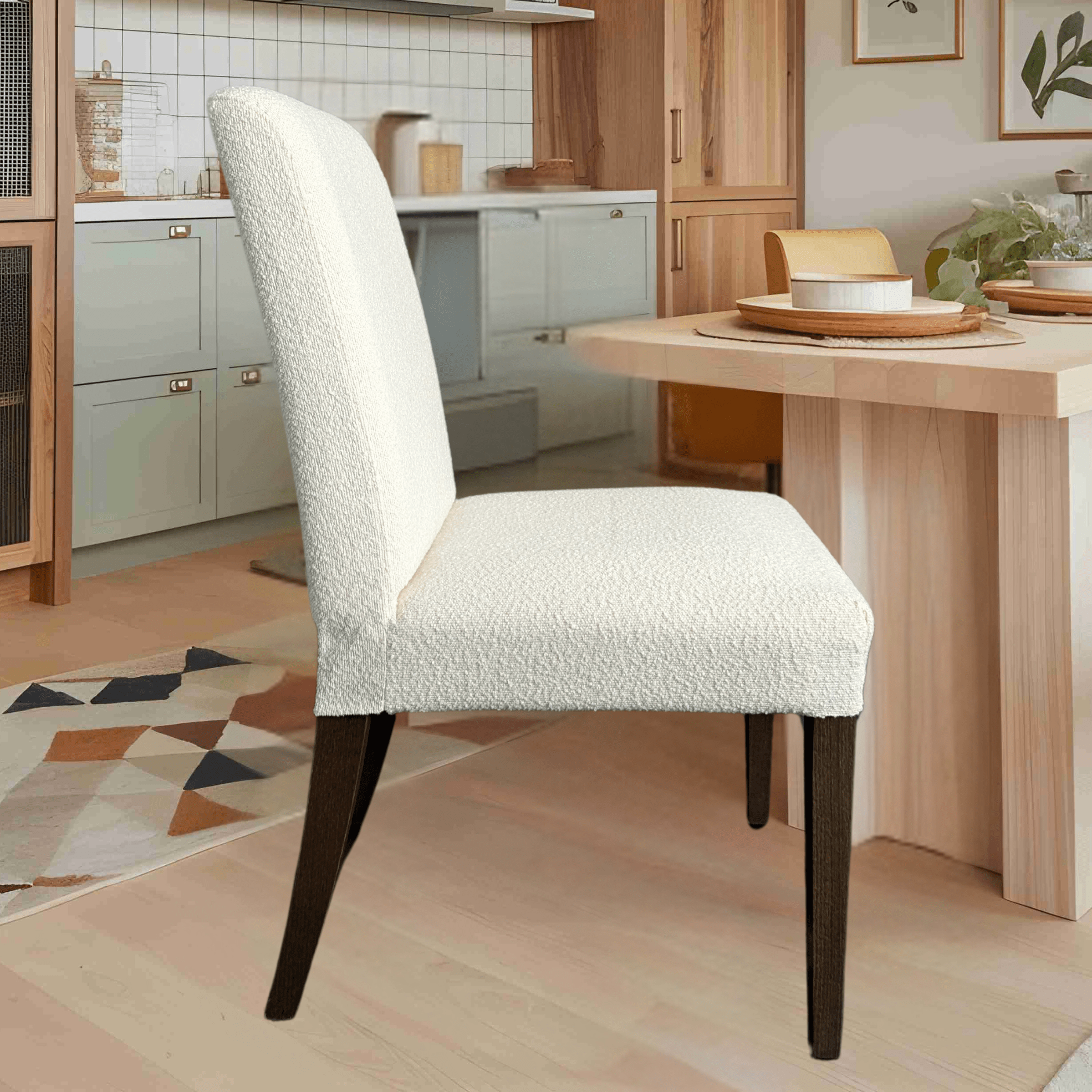 Rockin Cushions IKEA Henriksdal Dining Regular Boucle Natural White Dining Chair Covers, Compatible with IKEA Henriksdal, Set of 2