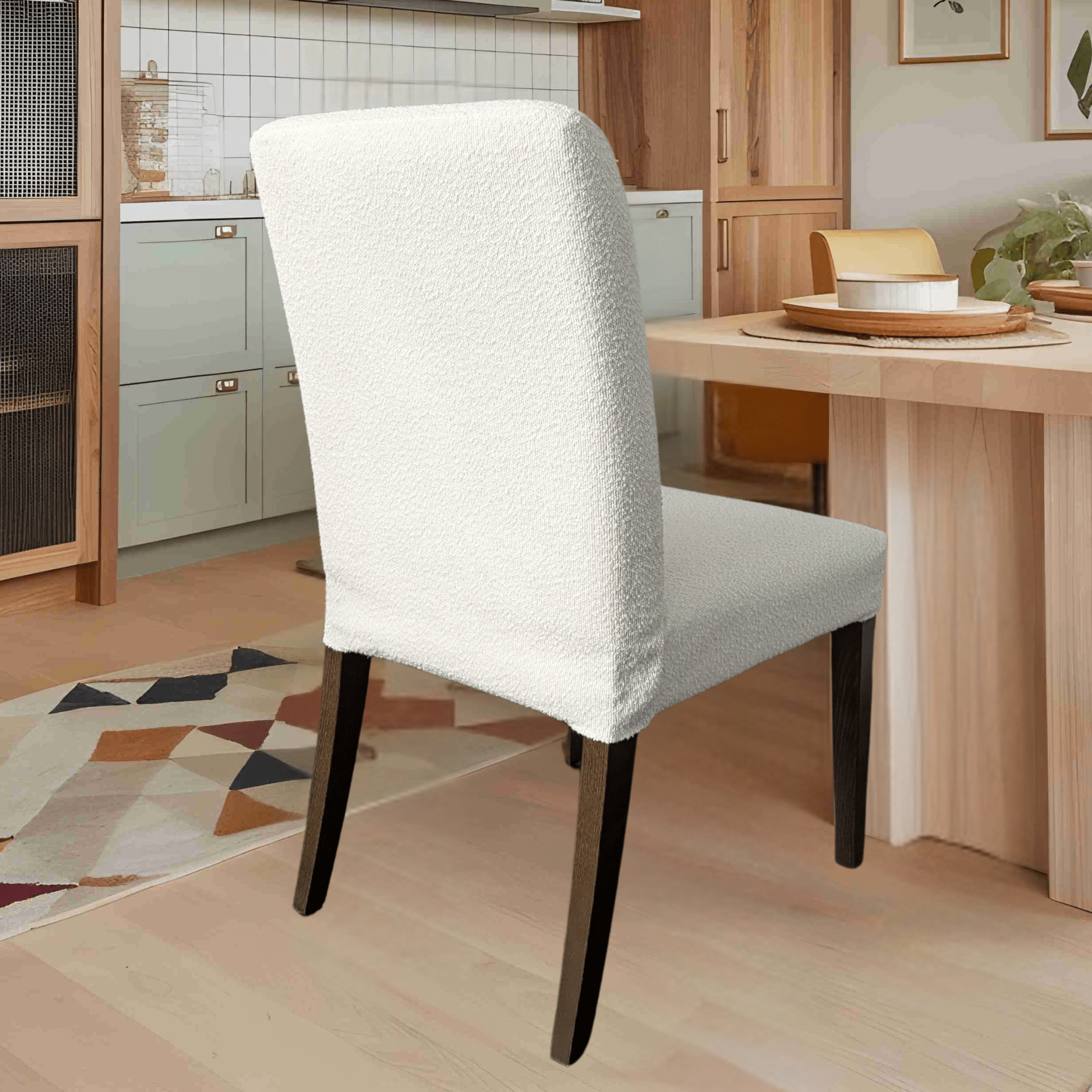 Rockin Cushions IKEA Henriksdal Dining Regular Boucle Natural White Dining Chair Covers, Compatible with IKEA Henriksdal, Set of 2