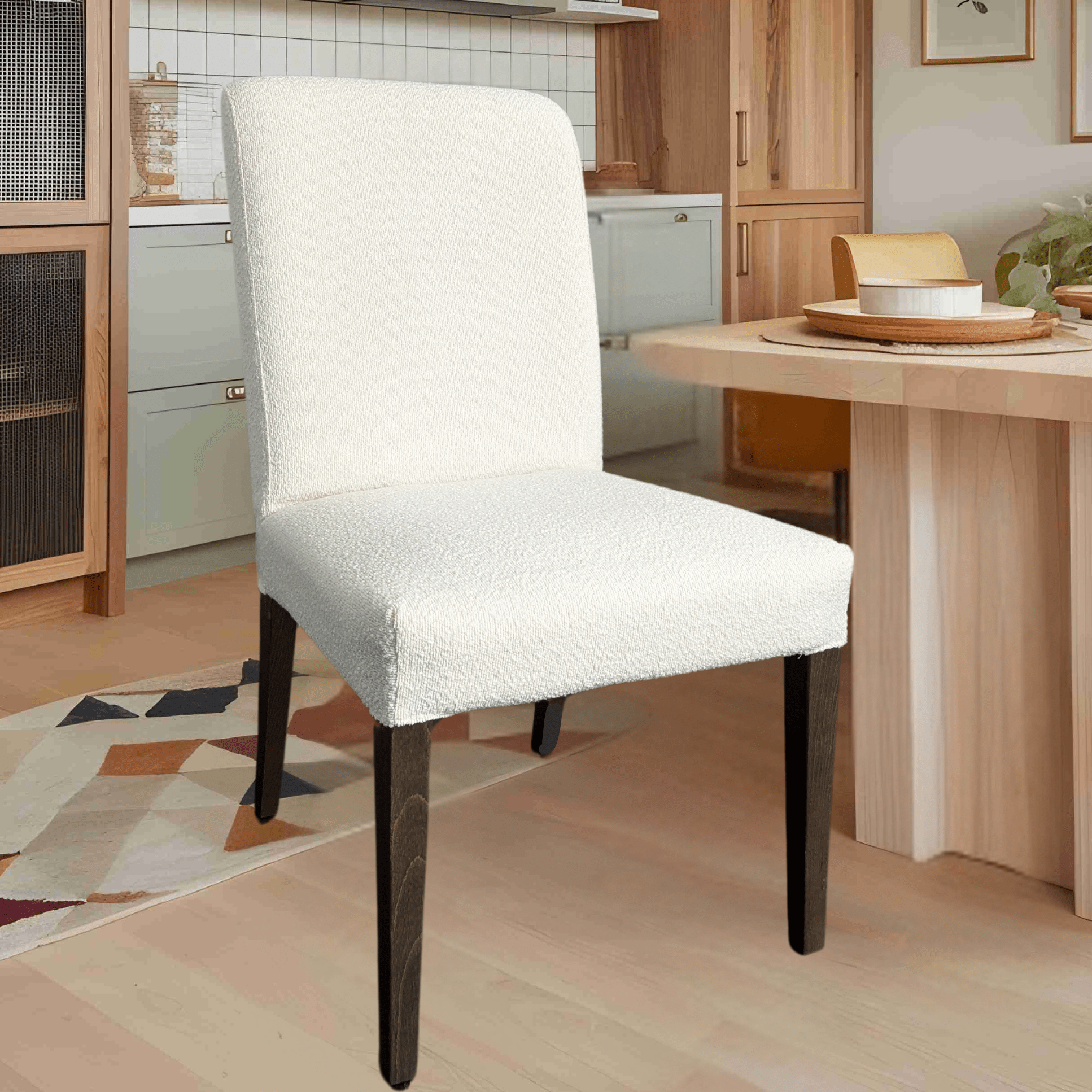 Rockin Cushions IKEA Henriksdal Dining Regular Boucle Natural White Dining Chair Covers, Compatible with IKEA Henriksdal, Set of 2