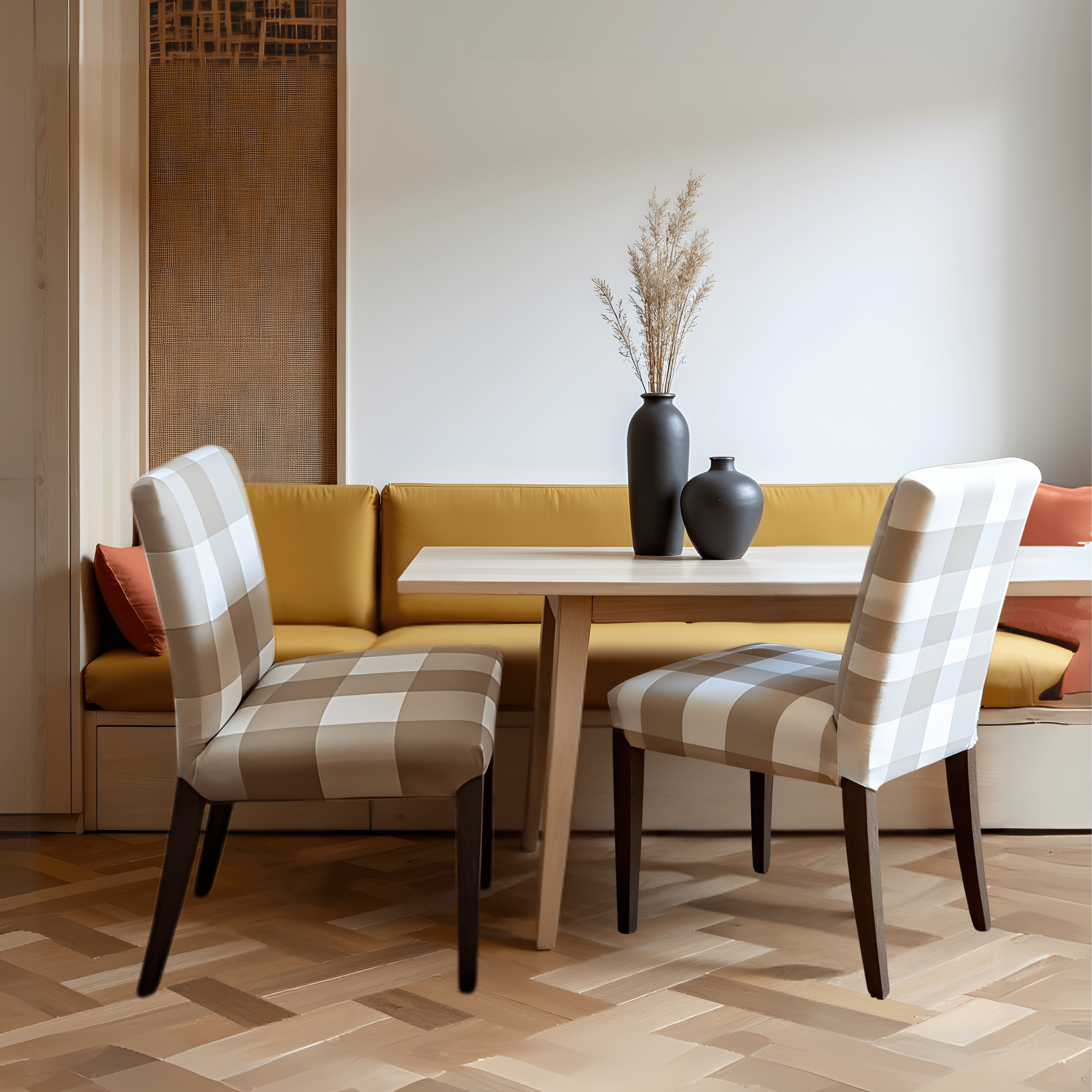 Rockin Cushions IKEA Henriksdal Dining Regular Buffalo Check Beige Dining Chair Cover, Compatible with IKEA Henriksdal