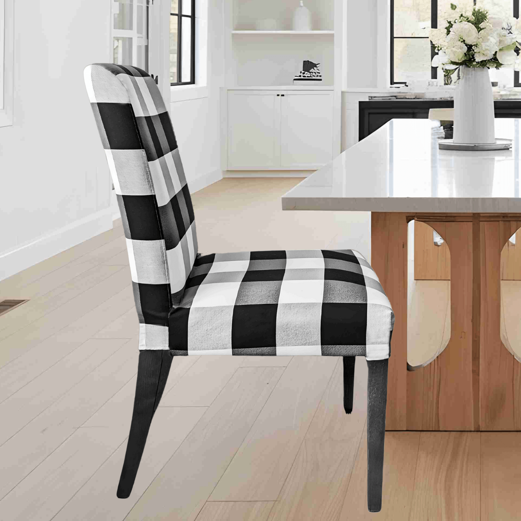 Rockin Cushions IKEA Henriksdal Dining Regular Buffalo Check Black White Dining Chair Covers, Compatible with IKEA Henriksdal, Set of 2