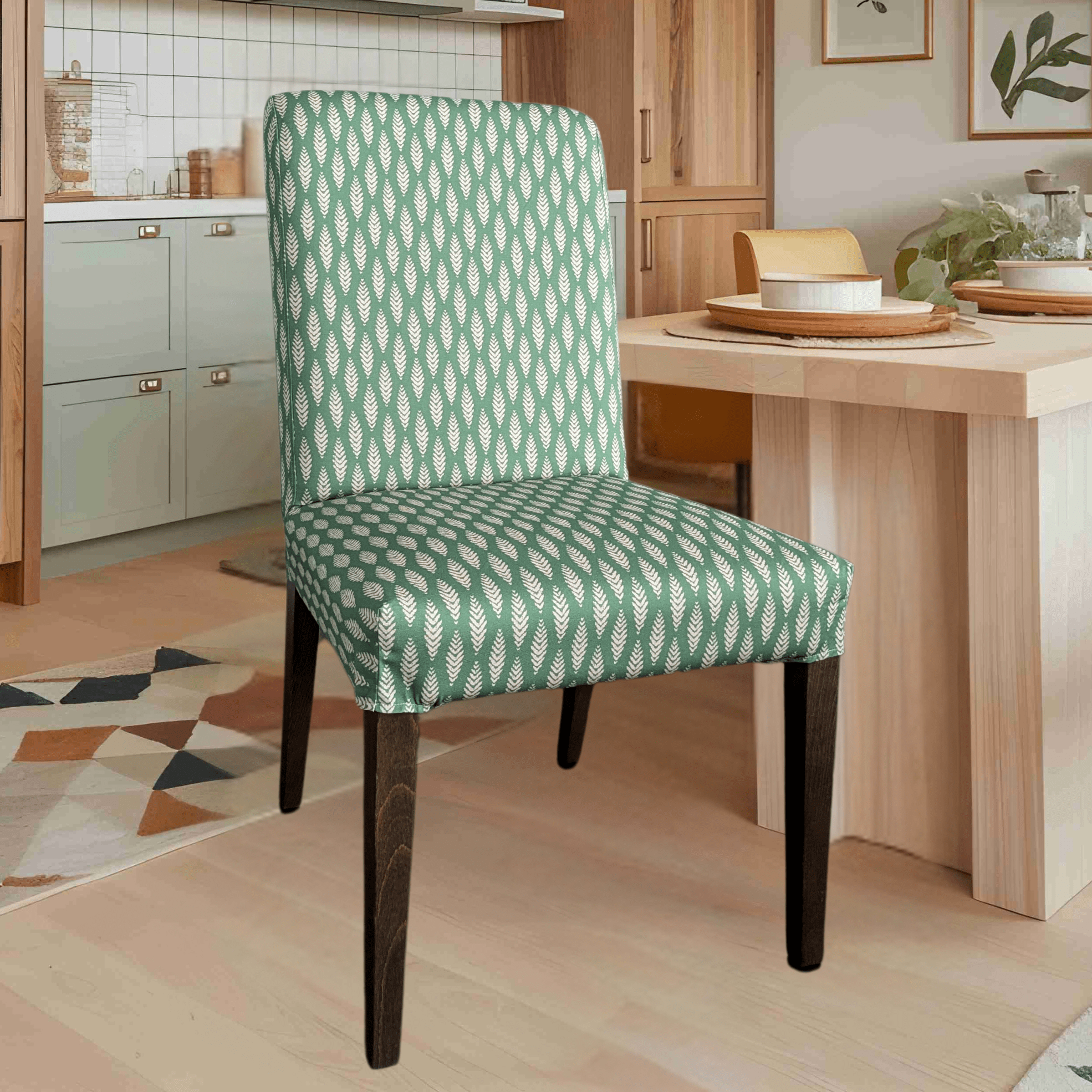 Rockin Cushions IKEA Henriksdal Dining Regular Leaf Sage Green Dining Chair Covers, Compatible with IKEA Henriksdal, Set of 2