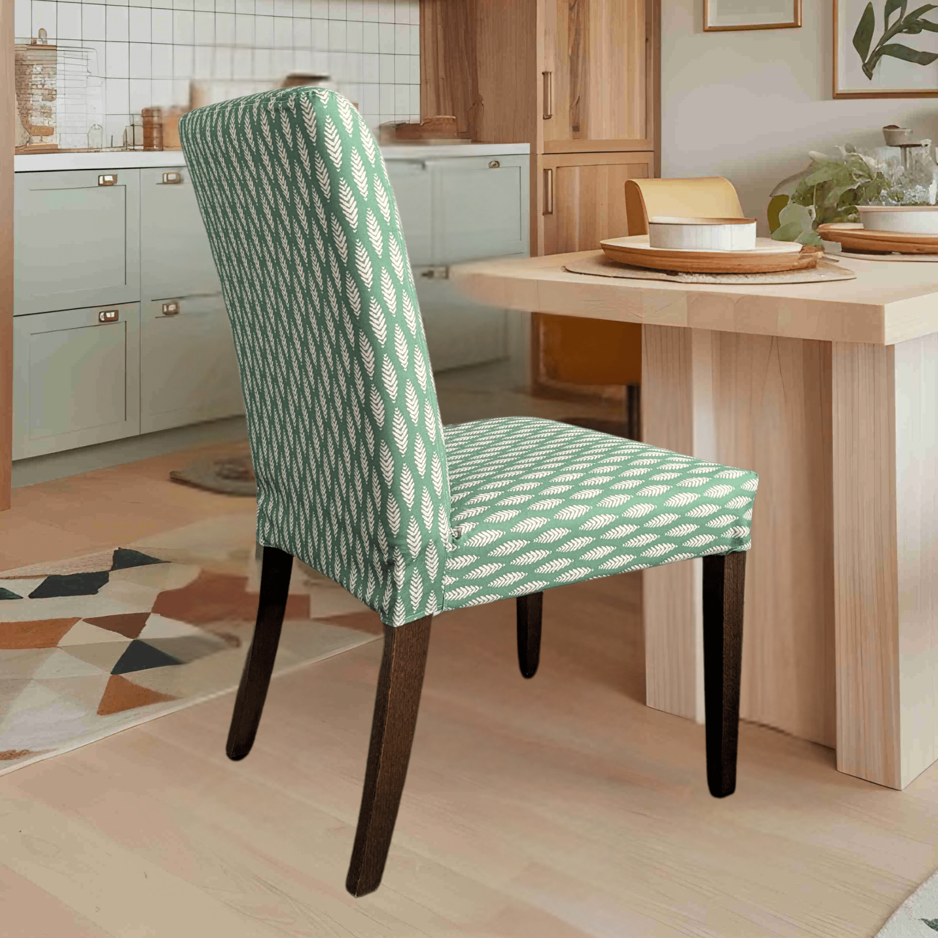 Rockin Cushions IKEA Henriksdal Dining Regular Leaf Sage Green Dining Chair Covers, Compatible with IKEA Henriksdal, Set of 2