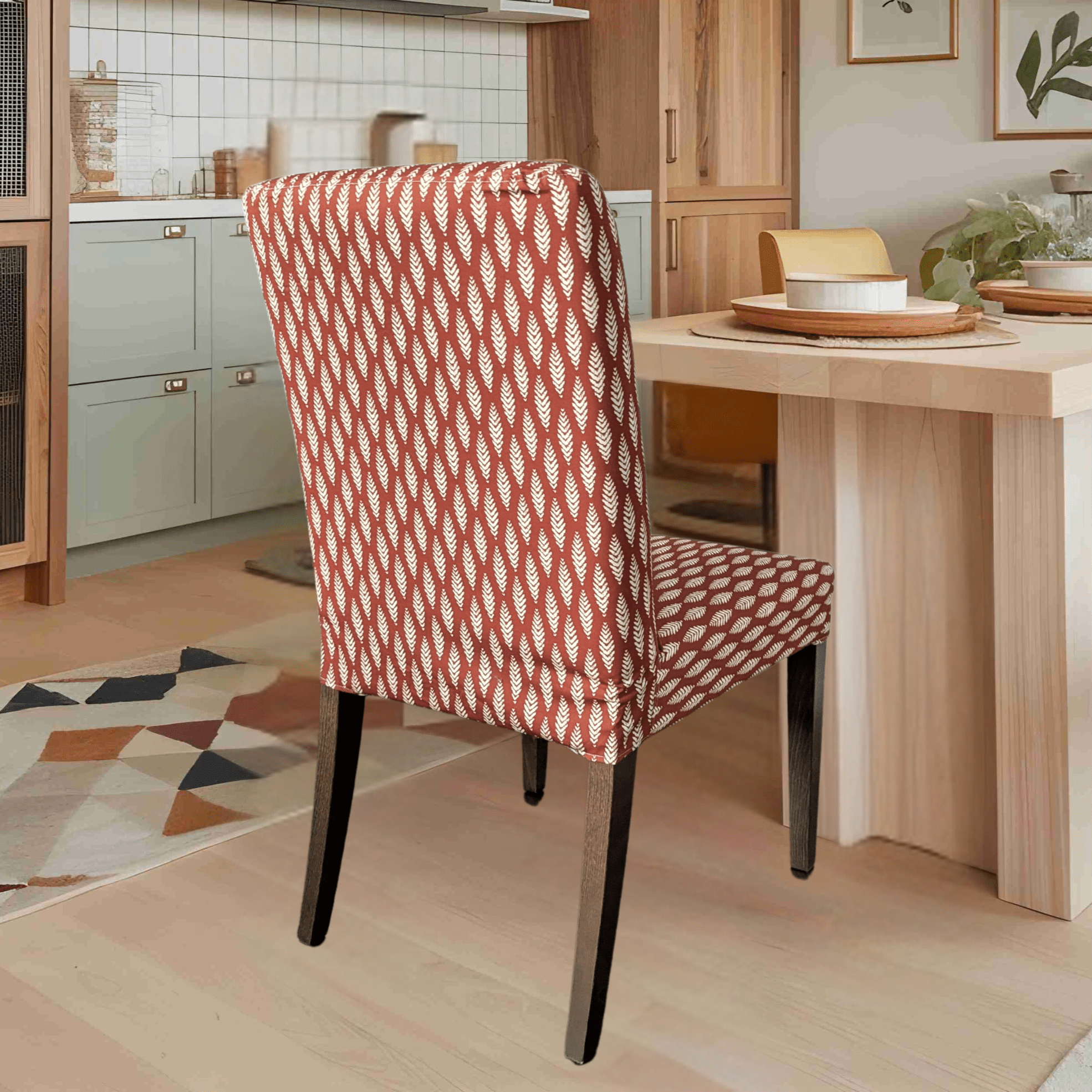 Rockin Cushions IKEA Henriksdal Dining Regular Leaf Terracotta Red Dining Chair Covers, Compatible with IKEA Henriksdal, Set of 2