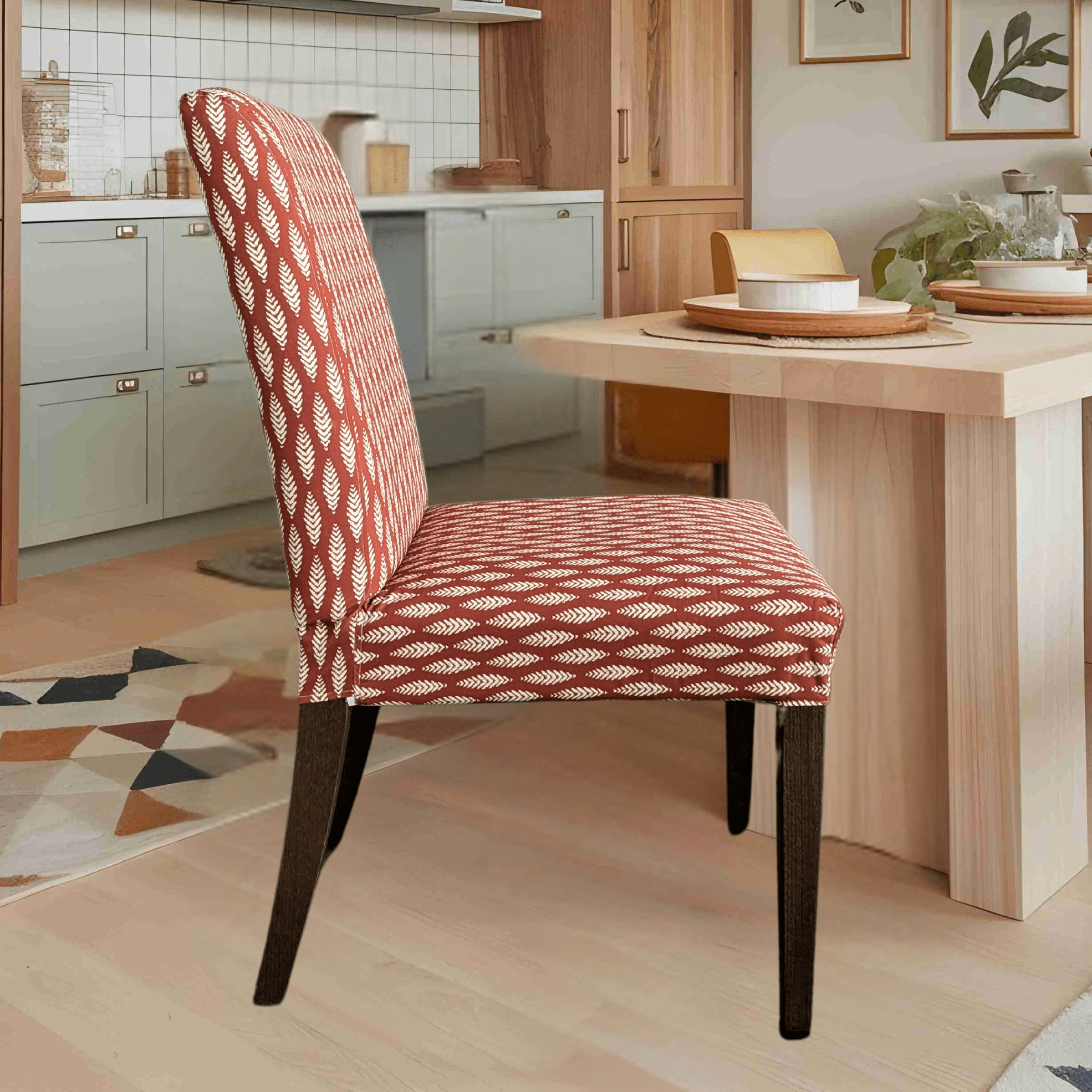 Rockin Cushions IKEA Henriksdal Dining Regular Leaf Terracotta Red Dining Chair Covers, Compatible with IKEA Henriksdal, Set of 2