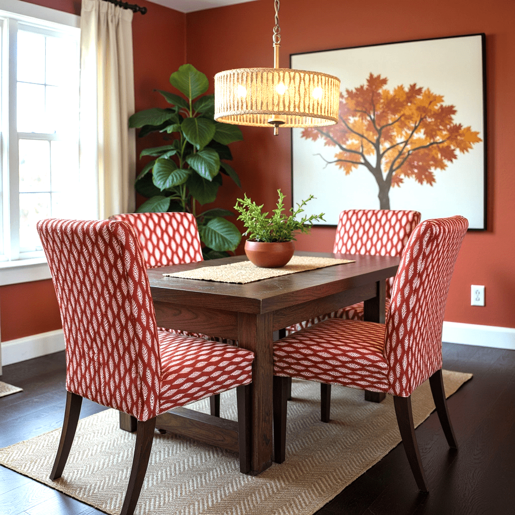 Rockin Cushions IKEA Henriksdal Dining Regular SALE 2 Pack, Leaf Terracotta Red Dining Chair Covers, Compatible with IKEA Henriksdal