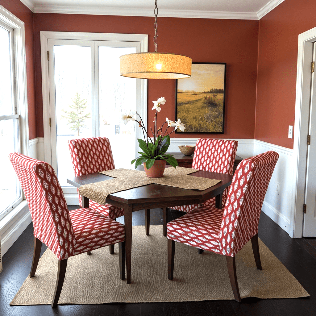 Rockin Cushions IKEA Henriksdal Dining Regular SALE 2 Pack, Leaf Terracotta Red Dining Chair Covers, Compatible with IKEA Henriksdal