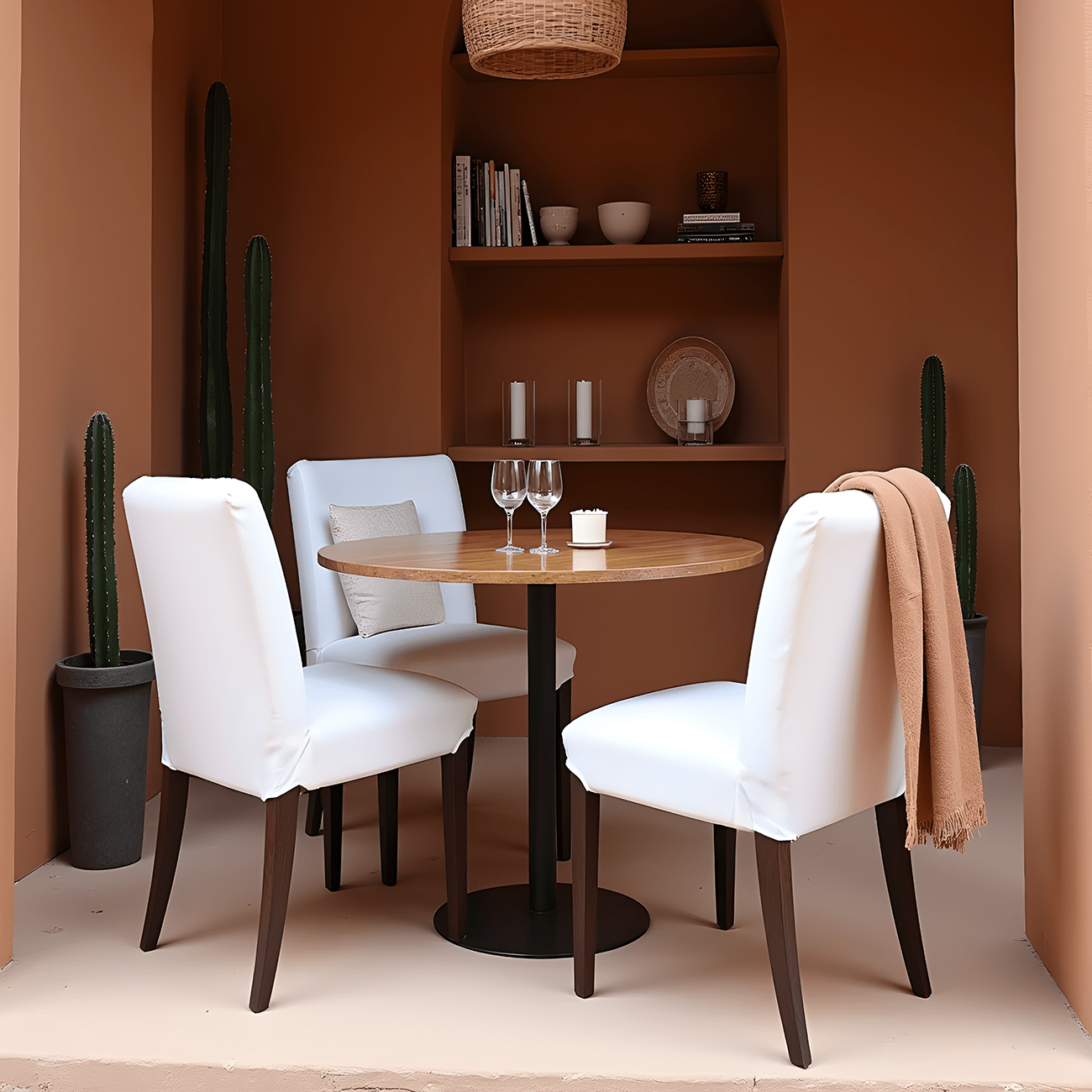 Rockin Cushions IKEA Henriksdal Dining Regular White European Linen Canvas Dining Chair Cover, Compatible with IKEA Henriksdal