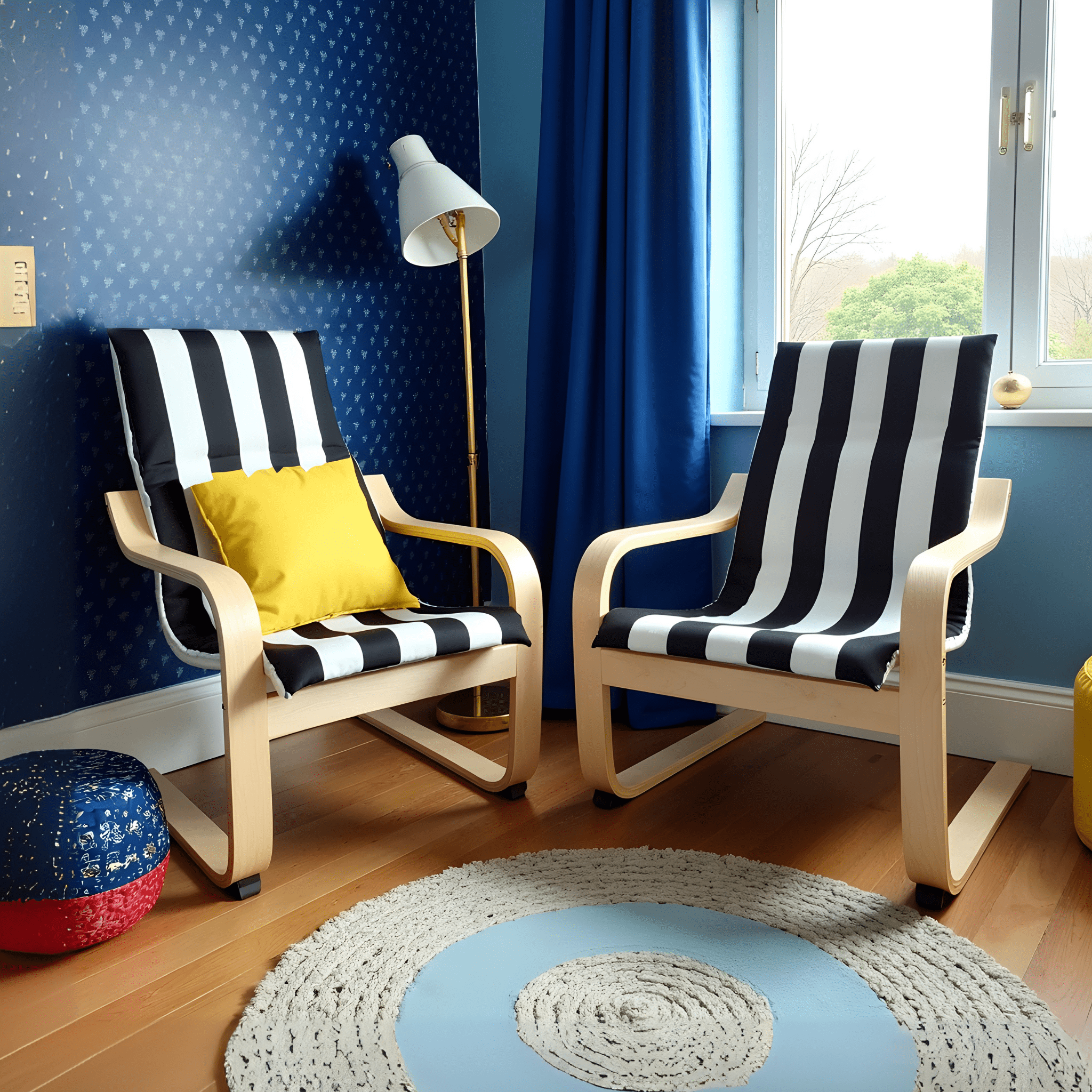 Rockin Cushions IKEA Kids Poang Black Stripe Cushion Cover, Compatible with IKEA Children's Poang