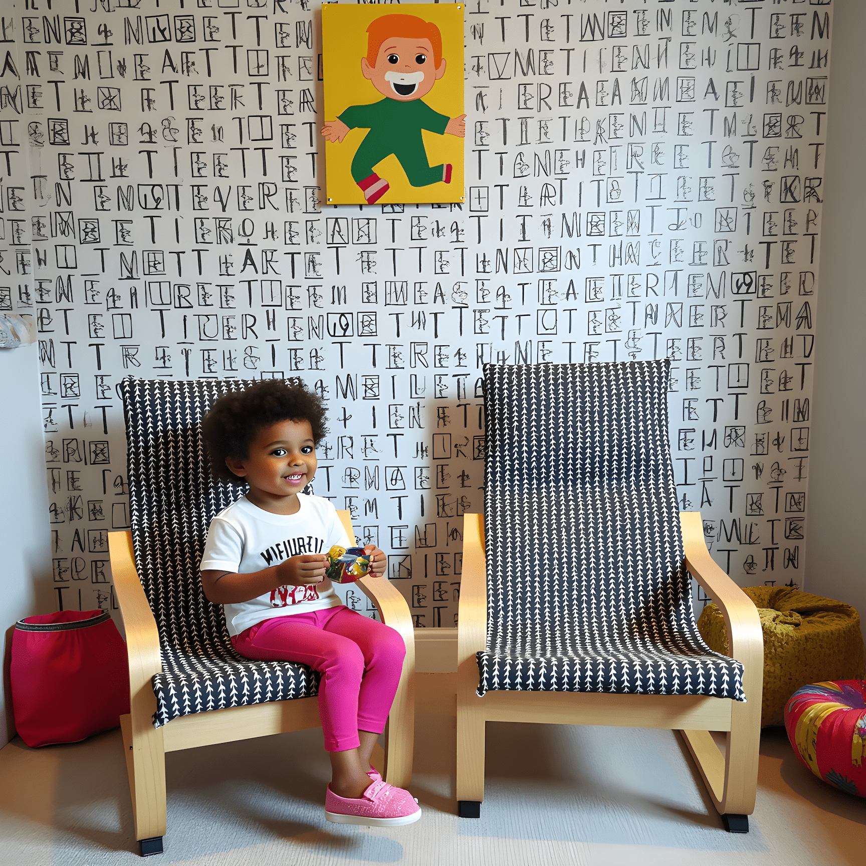 Rockin Cushions IKEA Kids Poang Black Vine Cotton Cushion Cover, Compatible with IKEA Children's Poang