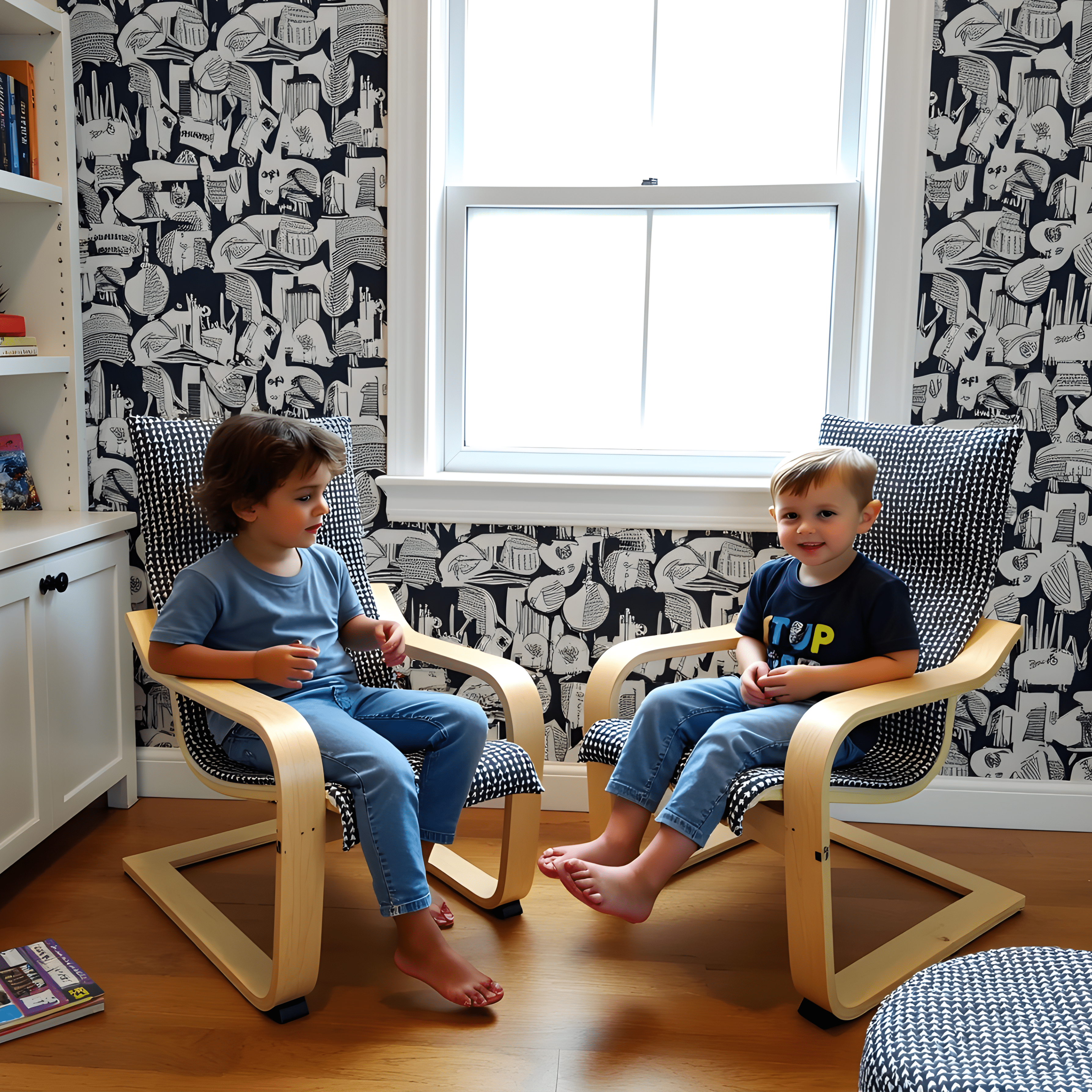 Rockin Cushions IKEA Kids Poang Black Vine Cotton Cushion Cover, Compatible with IKEA Children's Poang