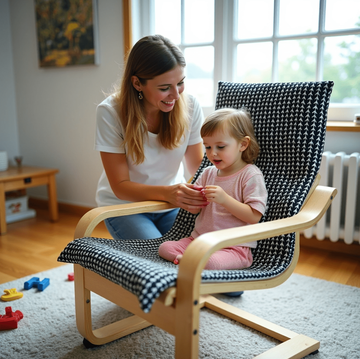 Rockin Cushions IKEA Kids Poang Black Vine Cotton Cushion Cover, Compatible with IKEA Children's Poang