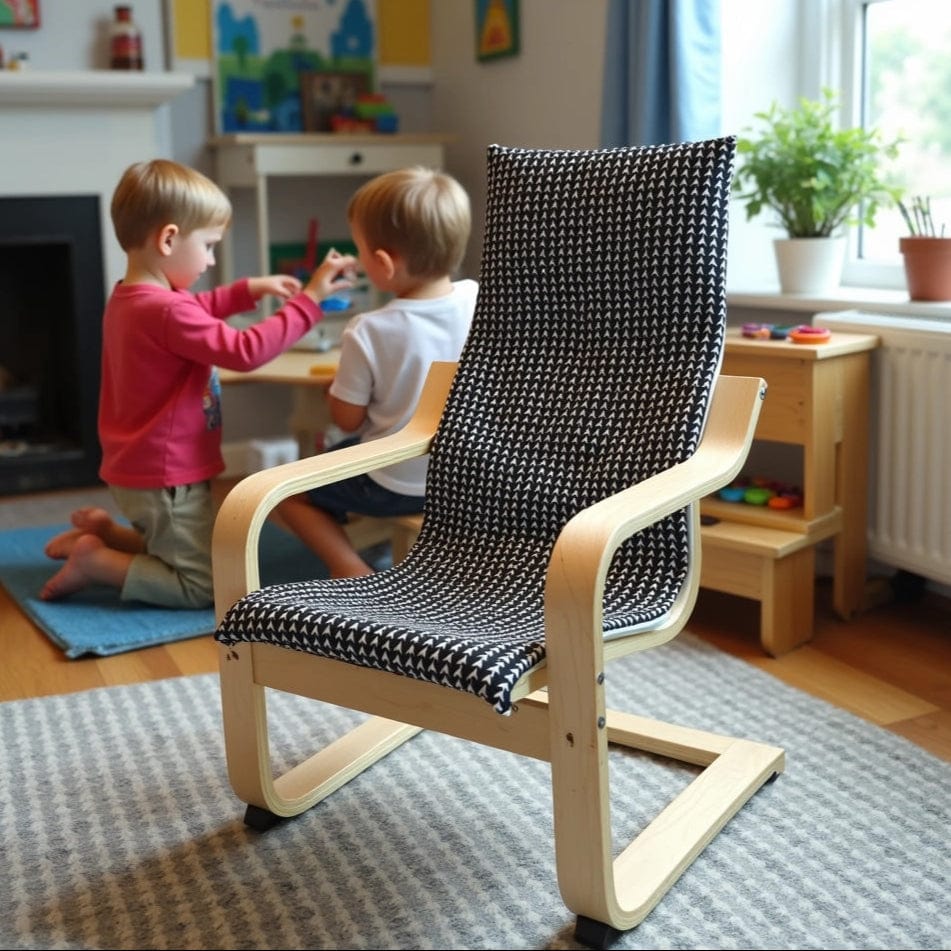 Rockin Cushions IKEA Kids Poang Black Vine Cotton Cushion Cover, Compatible with IKEA Children's Poang