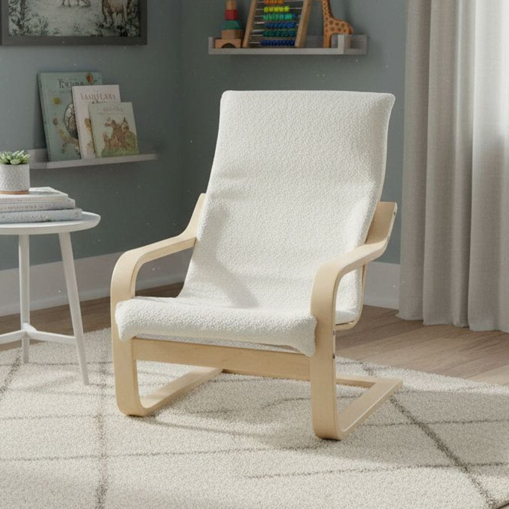 Rockin Cushions IKEA Kids Poang Boucle Natural White Cushion Cover, Compatible with IKEA Children's Poang