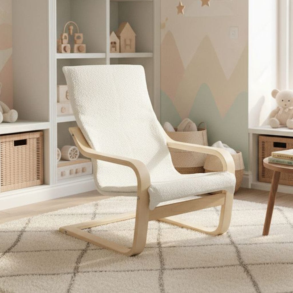 Rockin Cushions IKEA Kids Poang Boucle Natural White Cushion Cover, Compatible with IKEA Children's Poang