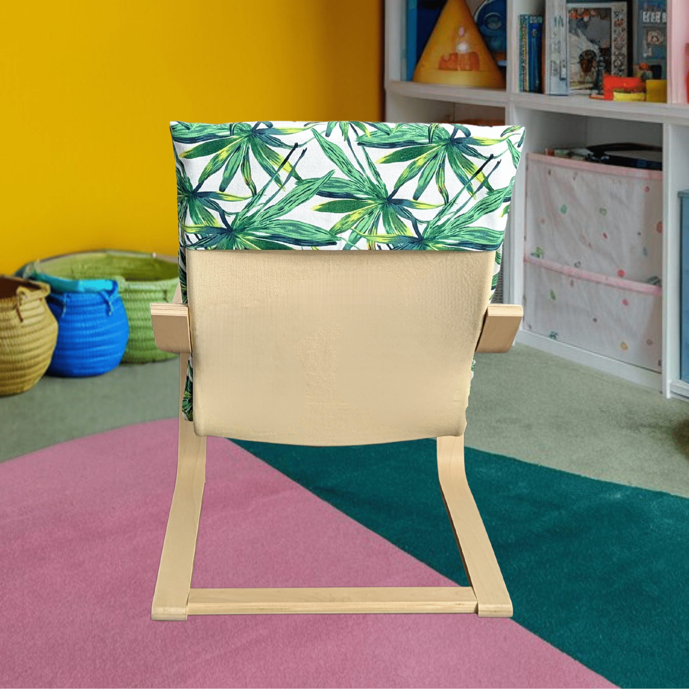 Rockin Cushions IKEA Kids Poang Green Palm Leaf Cushion Cover, Compatible with IKEA Children's Poang