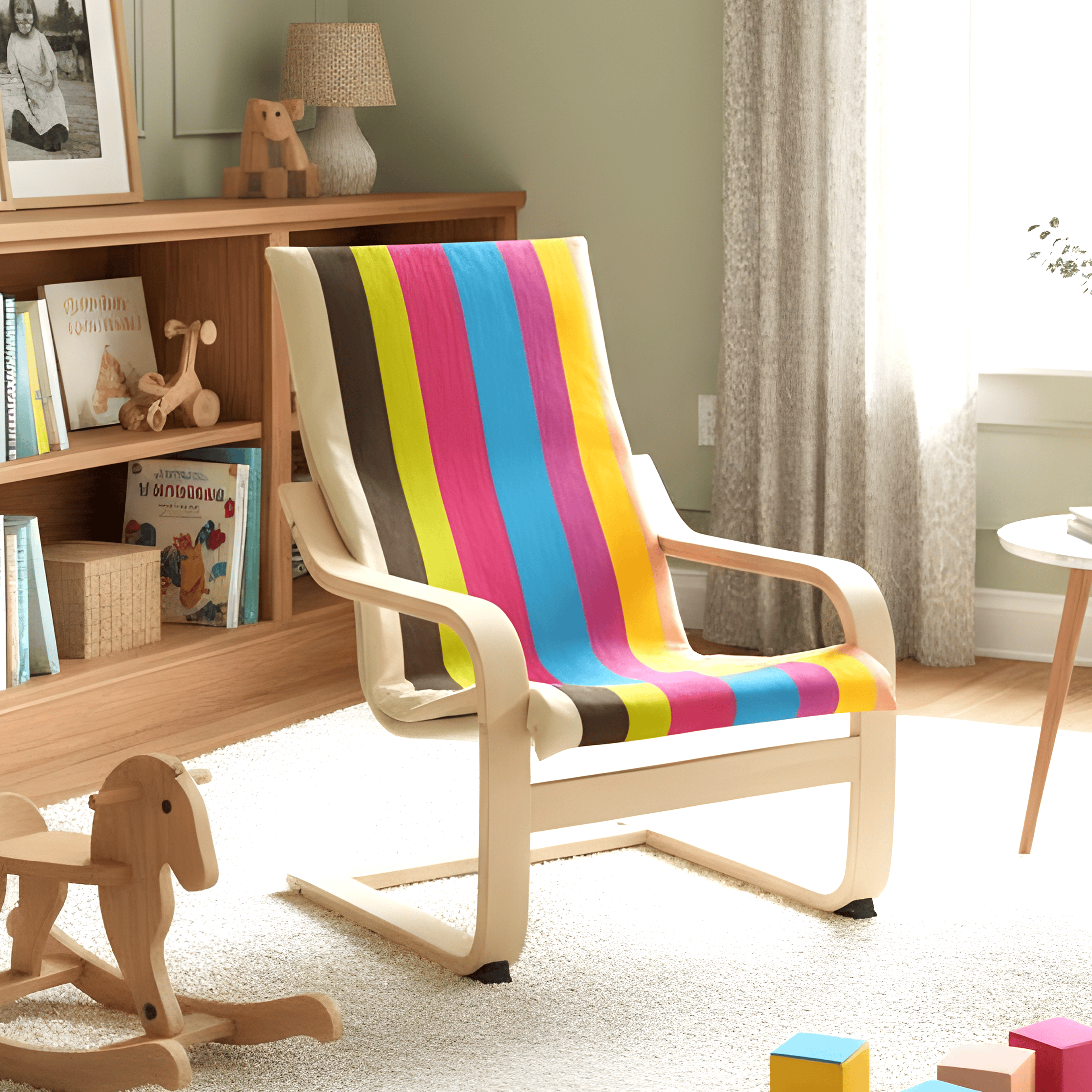 Rockin Cushions IKEA Kids Poang Kids Poang Rainbow Stripe Cover, Compatible with IKEA Children's Poang