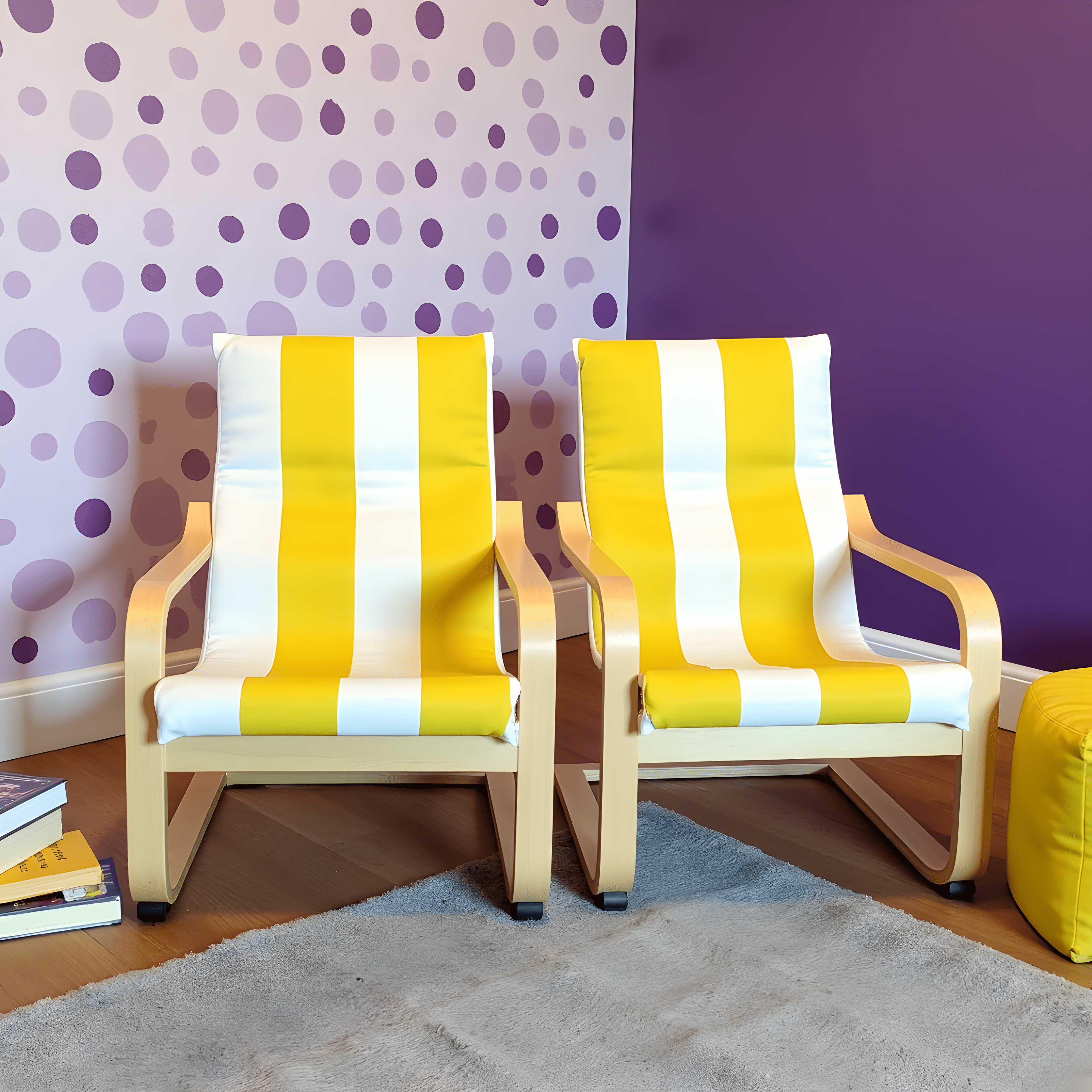 Rockin Cushions IKEA Kids Poang Yellow Stripe Cushion Cover, Compatible with IKEA Children's Poang