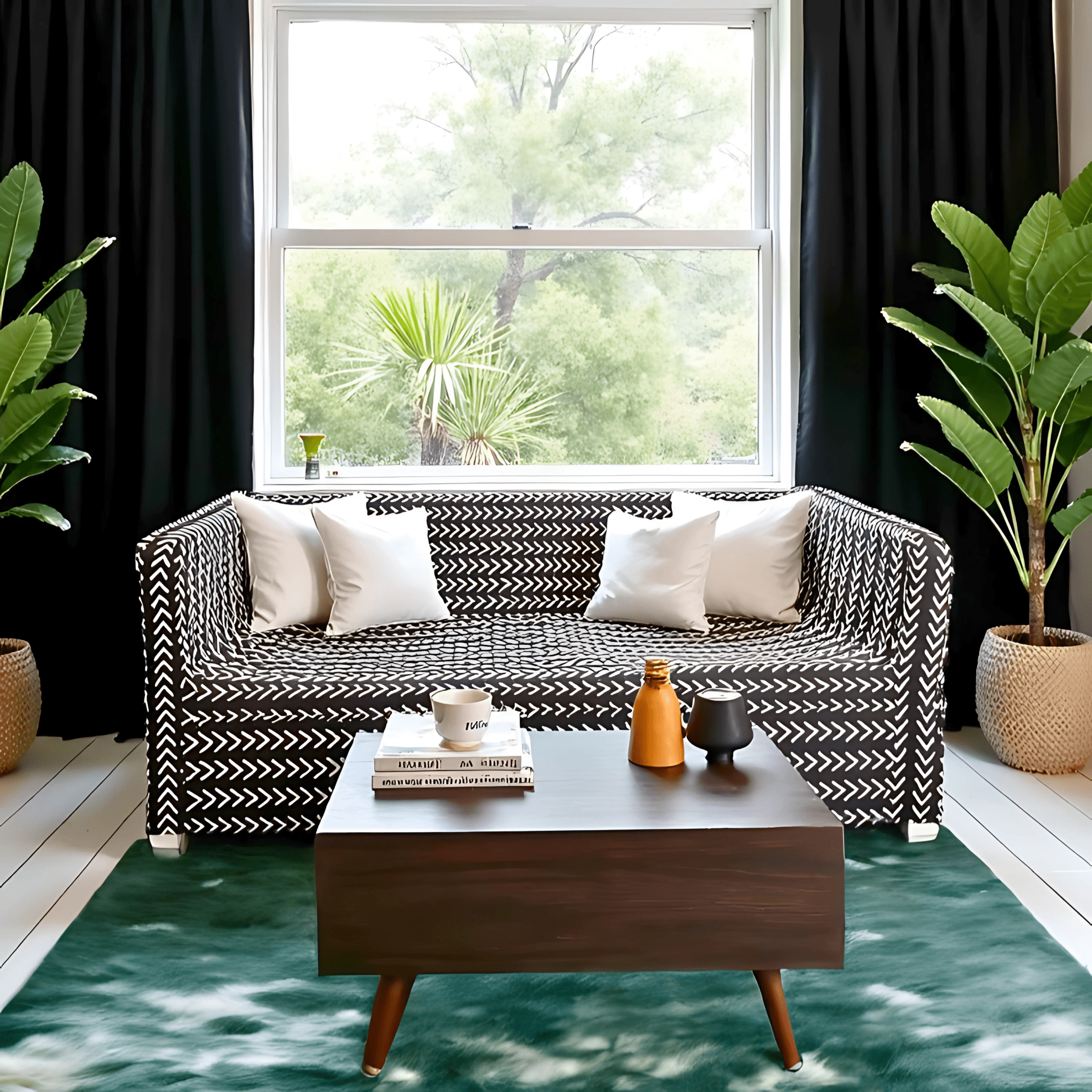 Rockin Cushions IKEA Knopparp Sofa Black Boho Mudcloth Arrow Print Slip Cover, Compatible with IKEA KNOPPARP