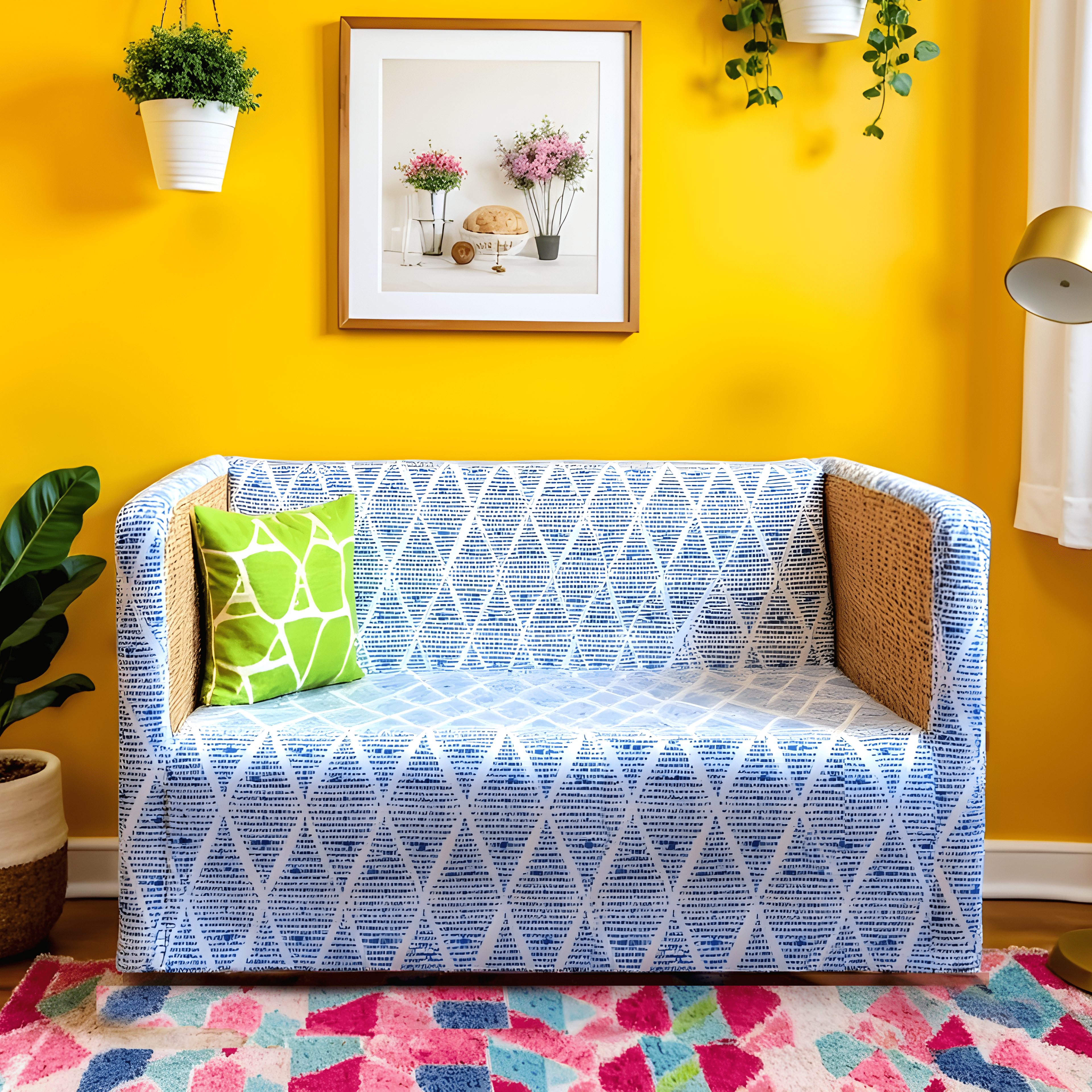 Rockin Cushions IKEA Knopparp Sofa Boho Indigo Blue Print, Slip Cover, Compatible with IKEA KNOPPARP