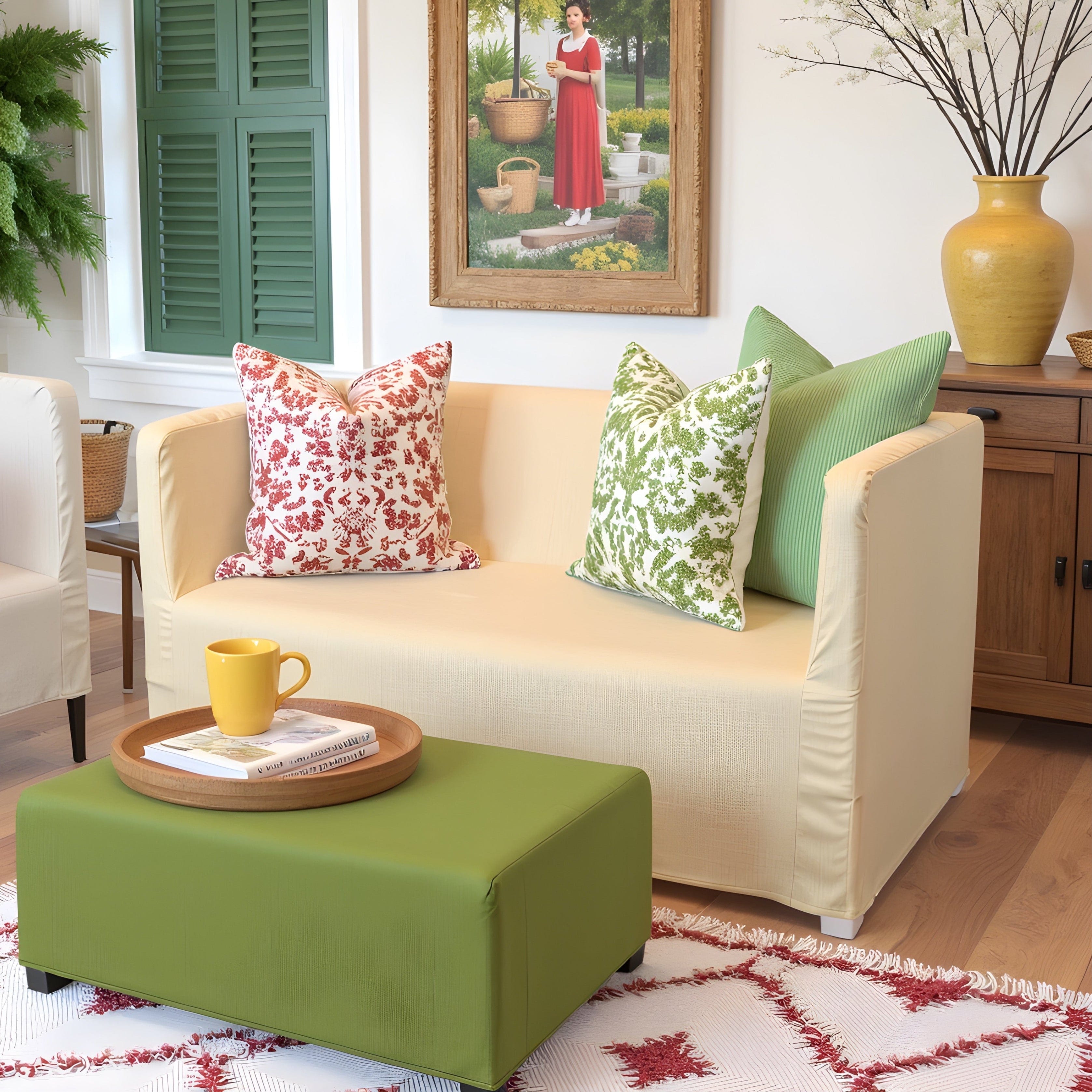 Rockin Cushions IKEA Knopparp Sofa Farmhouse Beige Linen Slip Cover, Compatible with IKEA KNOPPARP