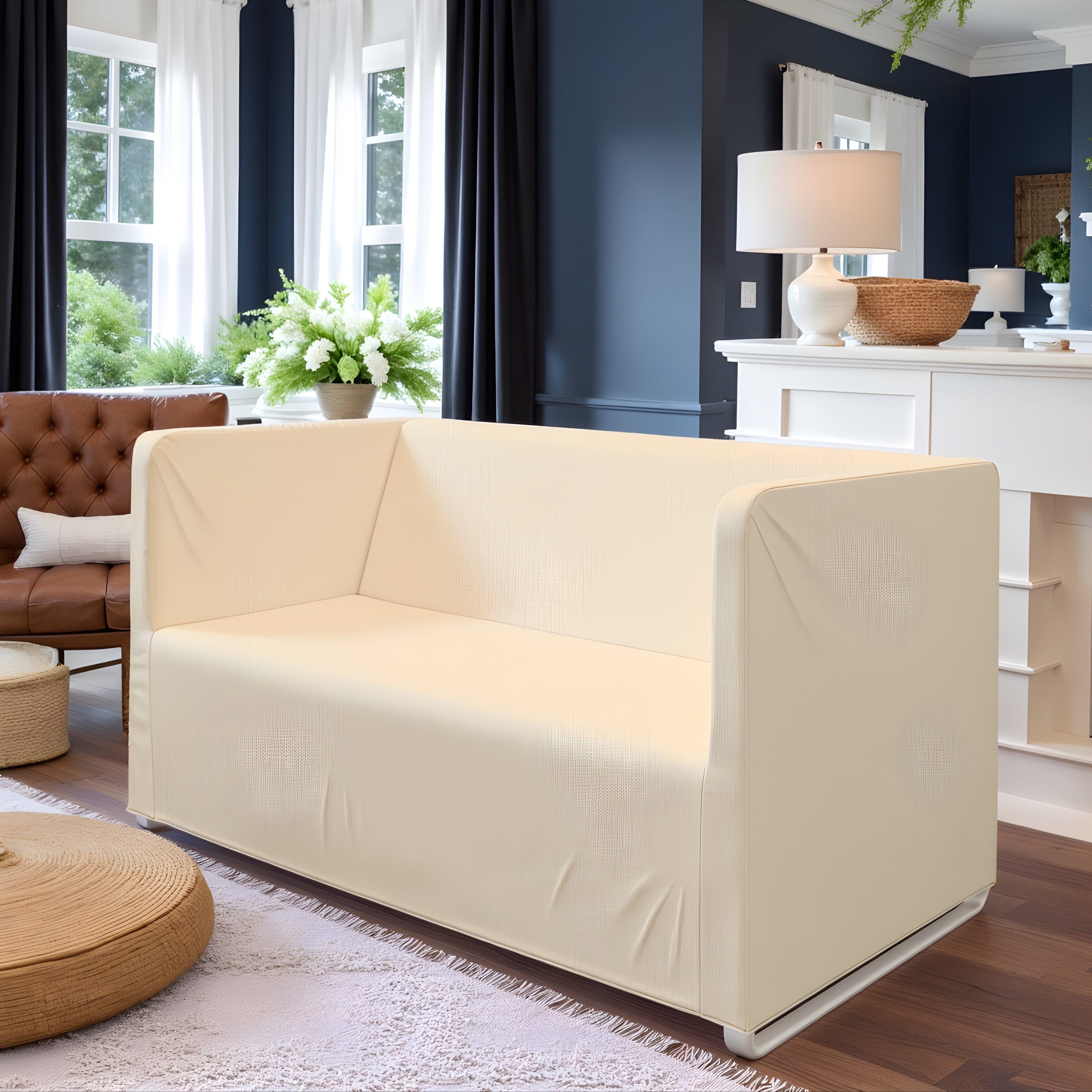 Rockin Cushions IKEA Knopparp Sofa Farmhouse Beige Linen Slip Cover, Compatible with IKEA KNOPPARP