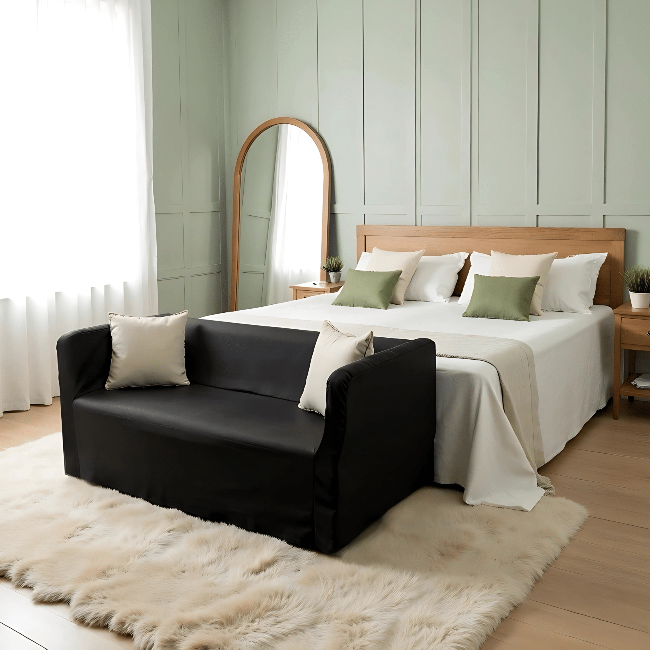 Rockin Cushions IKEA Knopparp Sofa Solid Black European Linen Slip Cover, Compatible with IKEA KNOPPARP