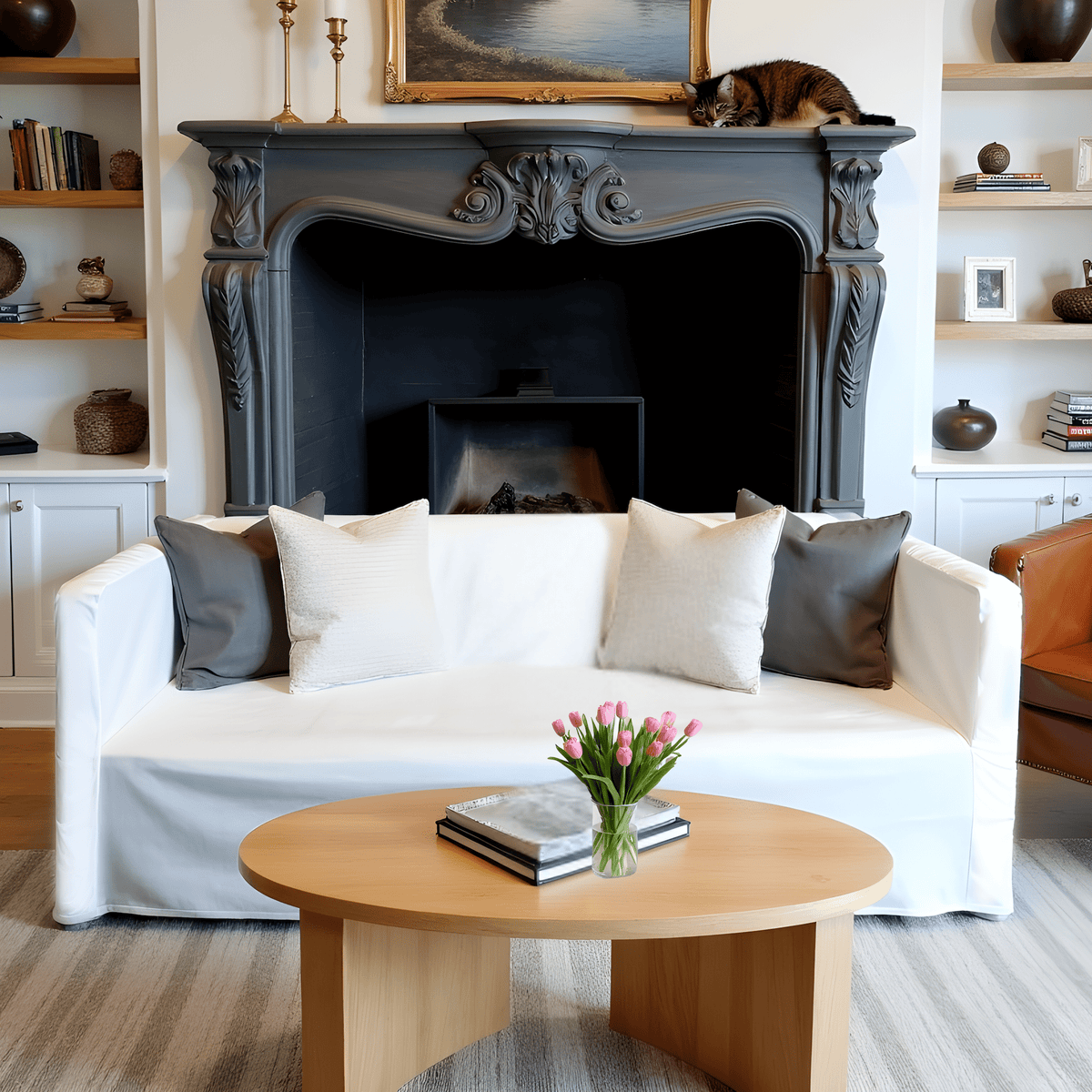 Solid White European Linen Slipcover for IKEA Knopparp Sofa