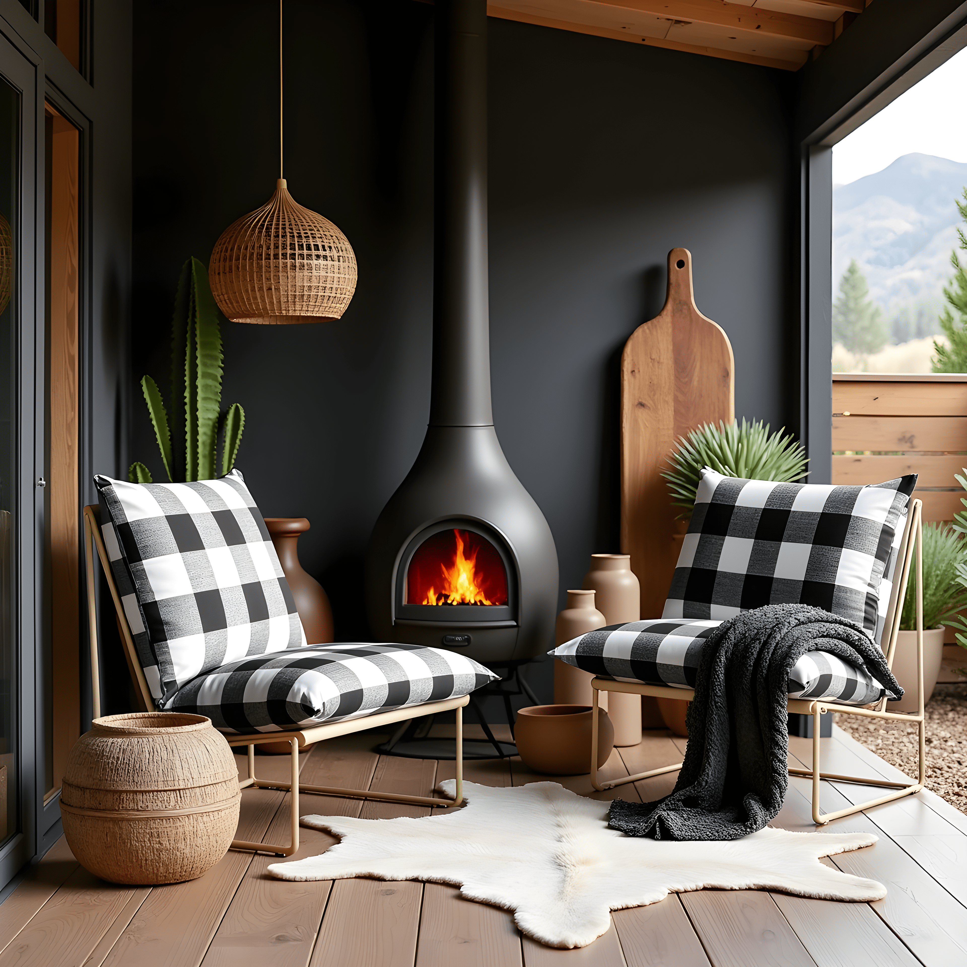 Rockin Cushions IKEA Outdoor Slipcovers 1 pillow and 1 seat cover Black Check Outdoor Slipcovers, Compatible with IKEA Havsten - Made to Order