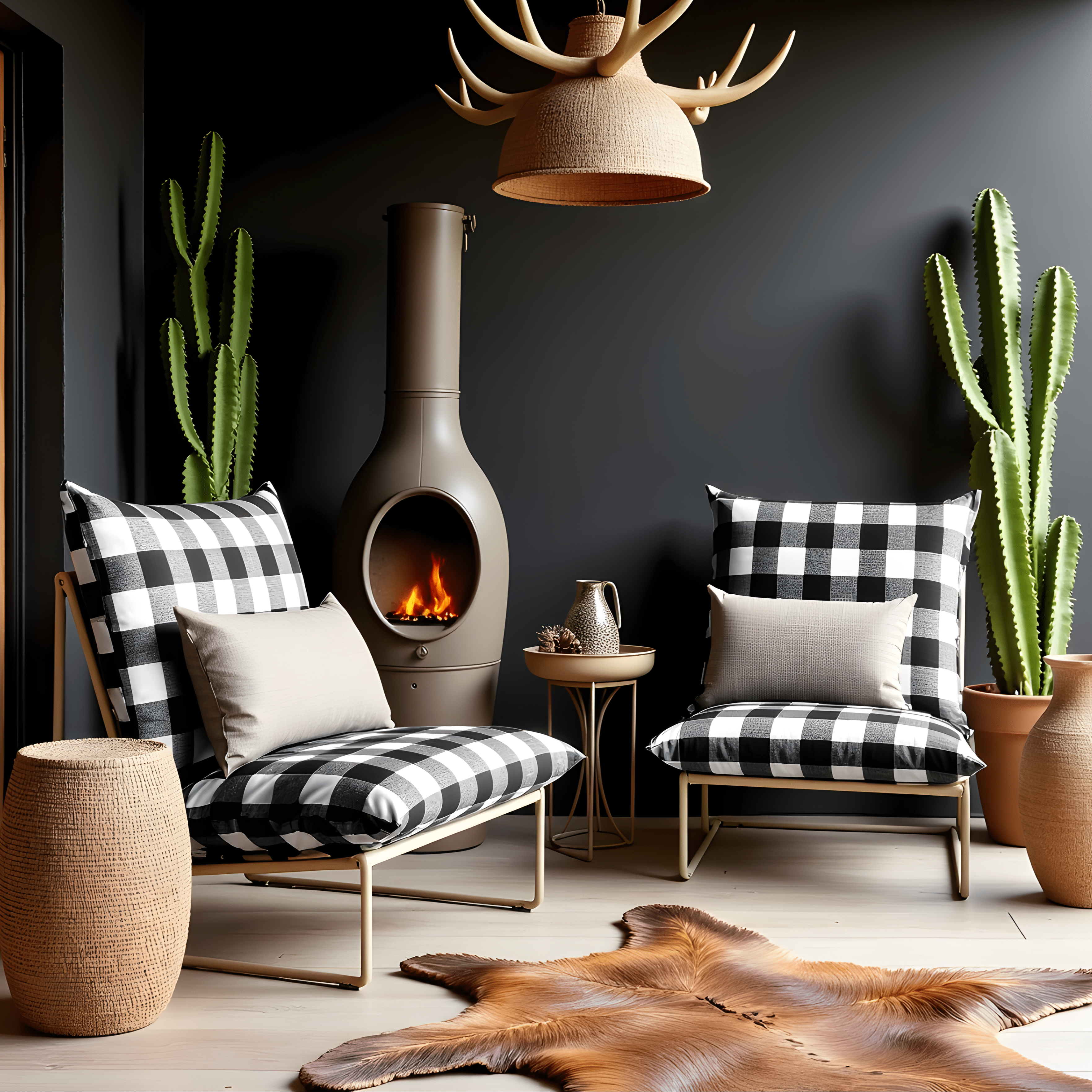 Rockin Cushions IKEA Outdoor Slipcovers 1 pillow and 1 seat cover Black Check Outdoor Slipcovers, Compatible with IKEA Havsten - Made to Order