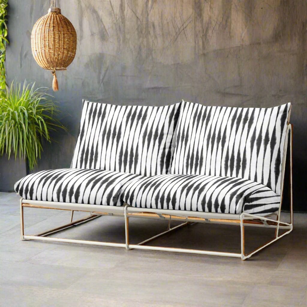 Rockin Cushions IKEA Outdoor Slipcovers 1 pillow and 1 seat cover Black Shibori Stripe Outdoor Slipcovers, Compatible with IKEA Havsten - Made to Order