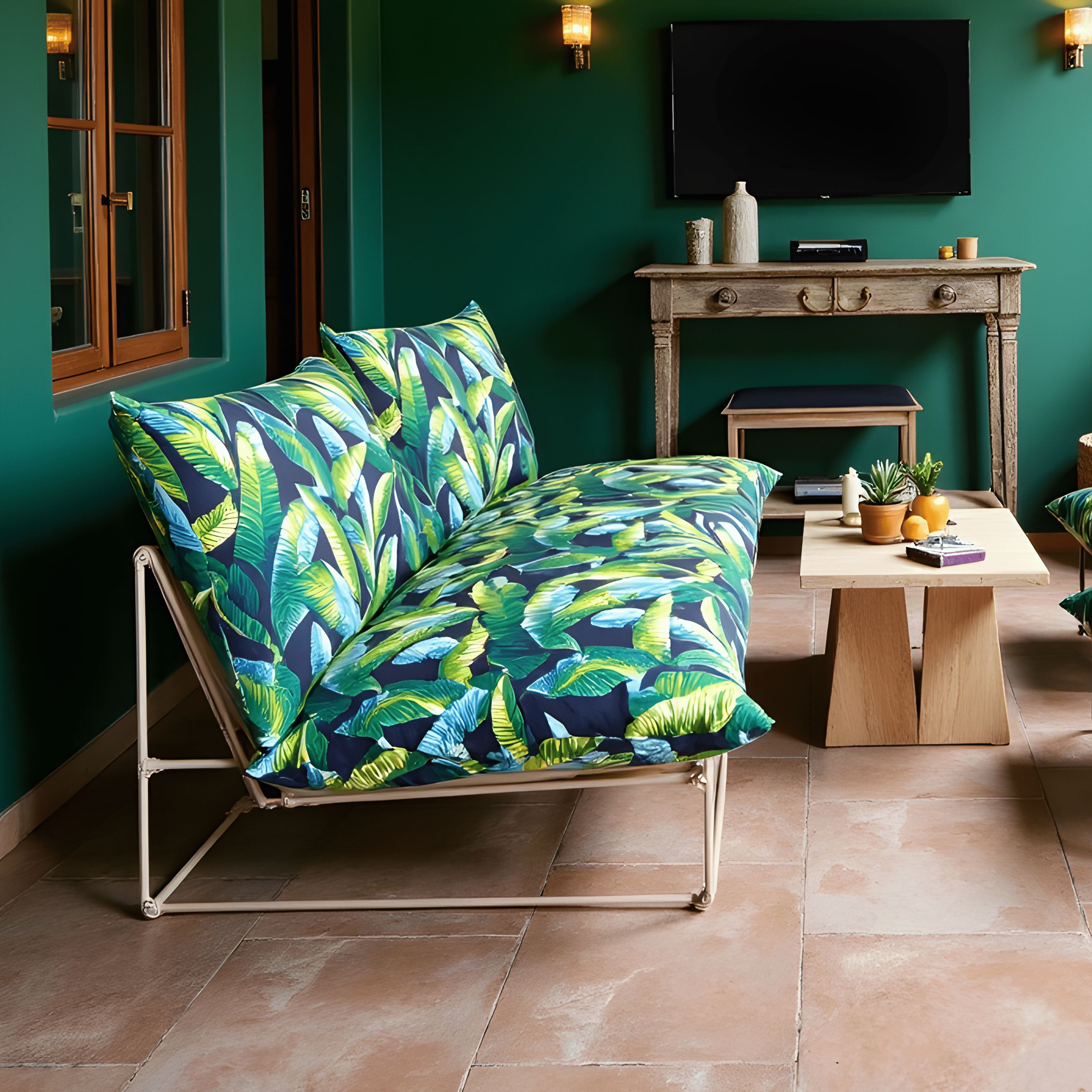 Rockin Cushions IKEA Outdoor Slipcovers 1 pillow and 1 seat cover Blue Palms Outdoor Slipcovers, Compatible with IKEA Havsten