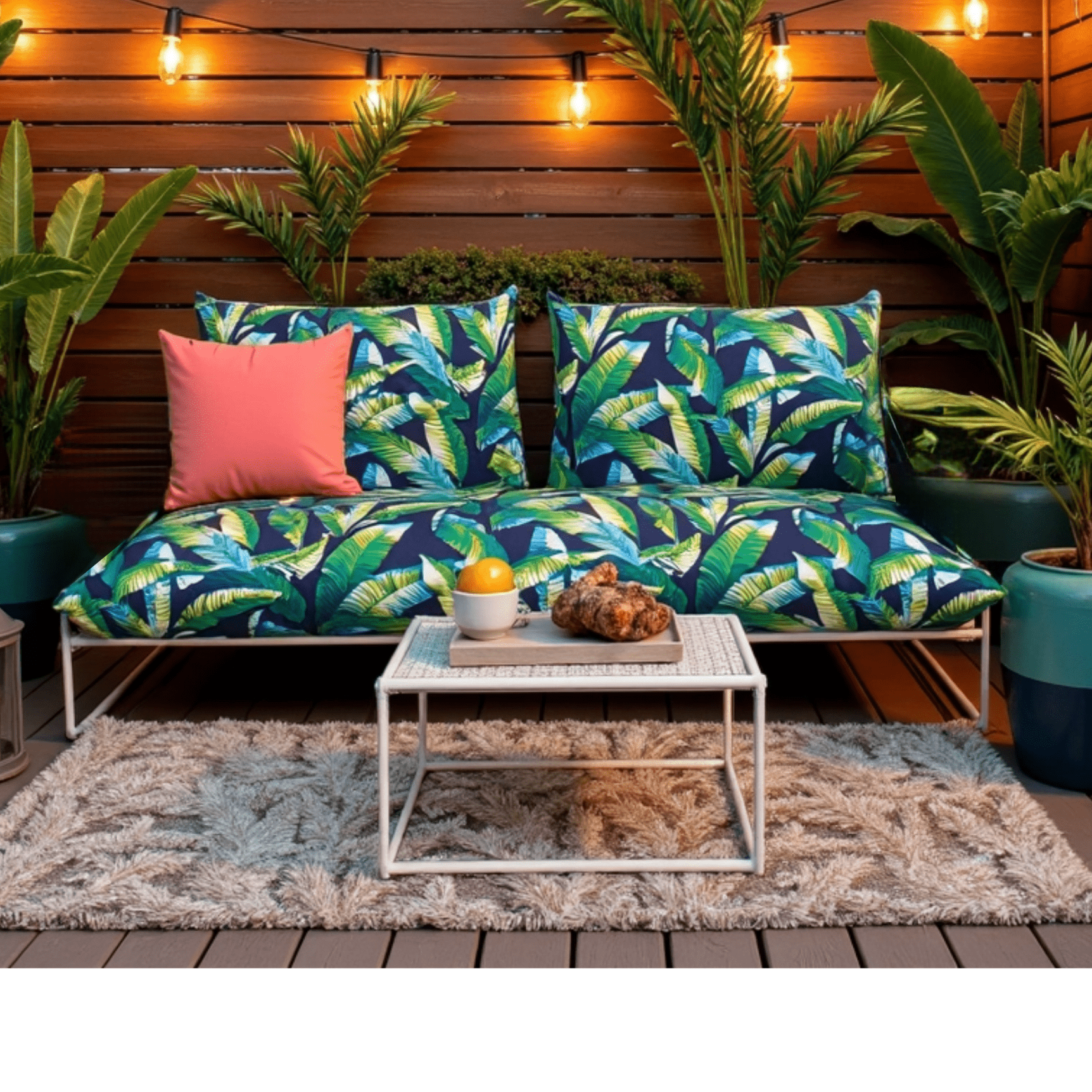Rockin Cushions IKEA Outdoor Slipcovers 1 pillow and 1 seat cover Blue Palms Outdoor Slipcovers, Compatible with IKEA Havsten