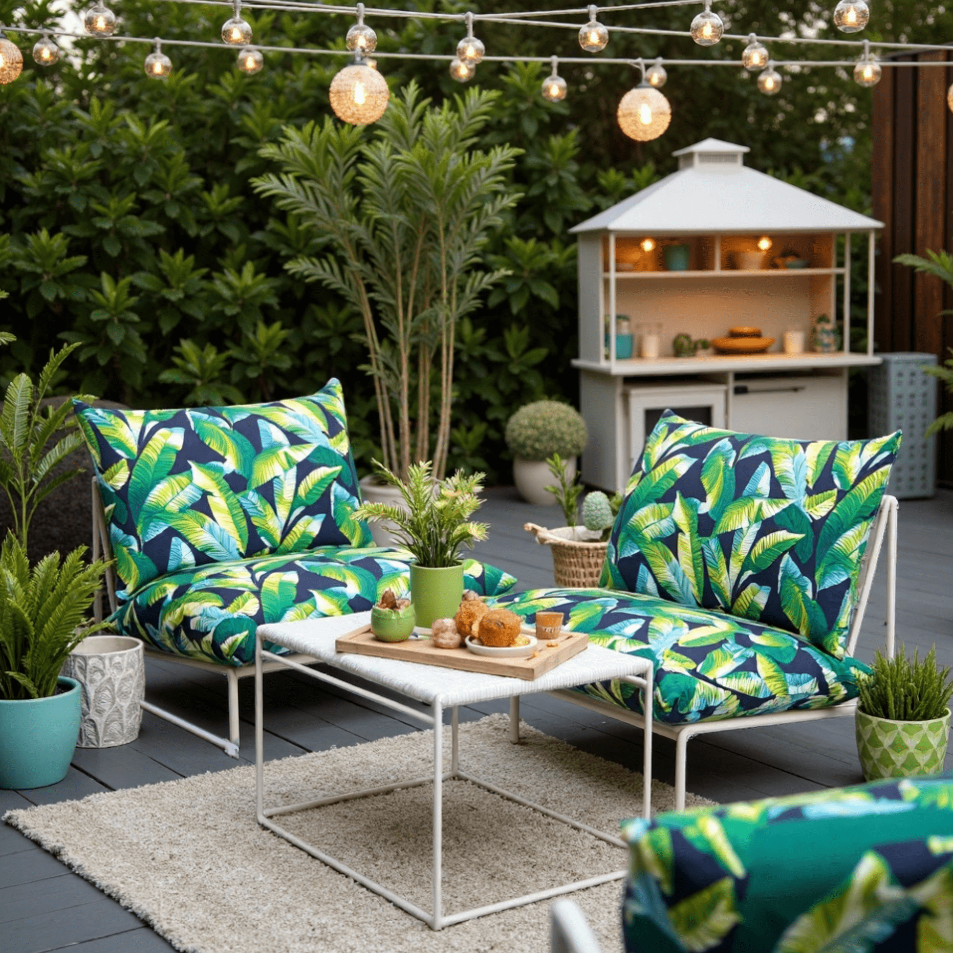 Rockin Cushions IKEA Outdoor Slipcovers 1 pillow and 1 seat cover Blue Palms Outdoor Slipcovers, Compatible with IKEA Havsten