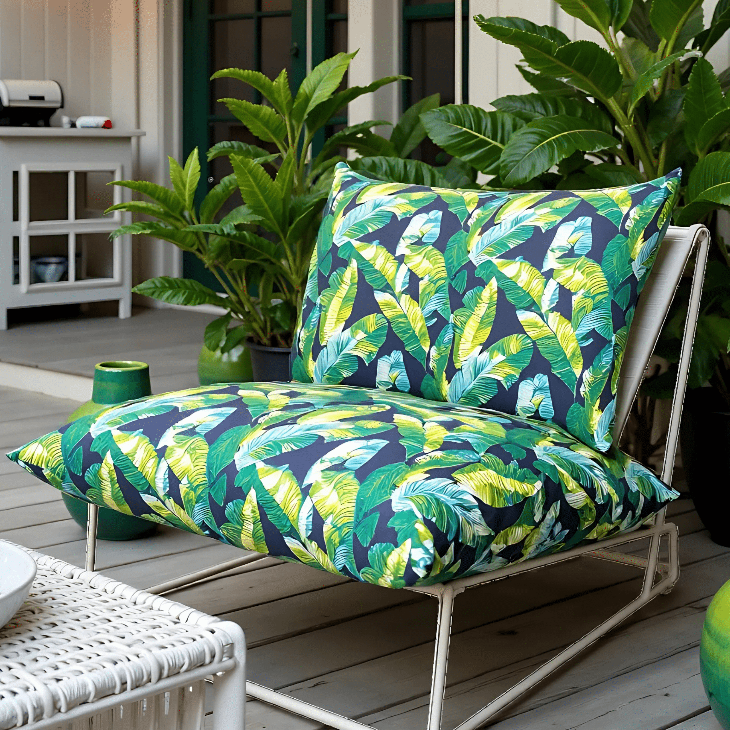 Rockin Cushions IKEA Outdoor Slipcovers 1 pillow and 1 seat cover Blue Palms Outdoor Slipcovers, Compatible with IKEA Havsten