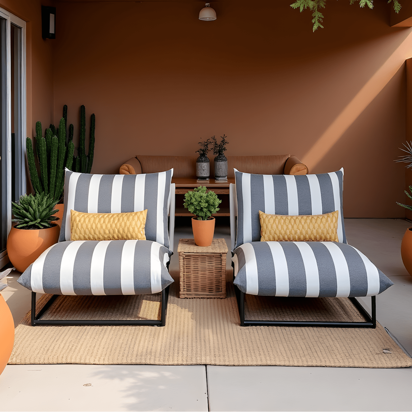 Rockin Cushions IKEA Outdoor Slipcovers 1 pillow and 1 seat cover Gray White Stripe Outdoor Slipcovers, Compatible with IKEA Havsten - Made to Order