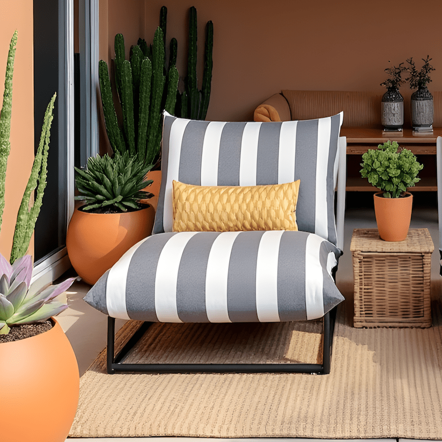 Rockin Cushions IKEA Outdoor Slipcovers 1 pillow and 1 seat cover Gray White Stripe Outdoor Slipcovers, Compatible with IKEA Havsten - Made to Order