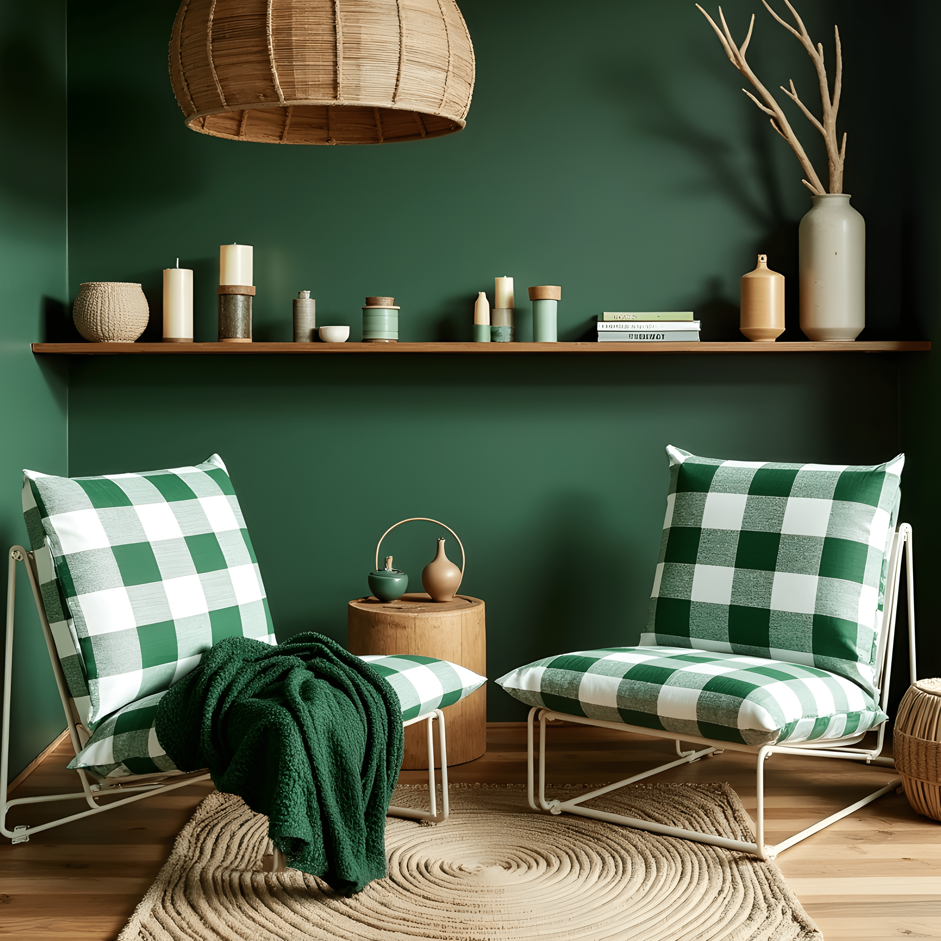 Rockin Cushions IKEA Outdoor Slipcovers 1 pillow and 1 seat cover Green Check Outdoor Slipcovers, Compatible with IKEA Havsten - Made to Order