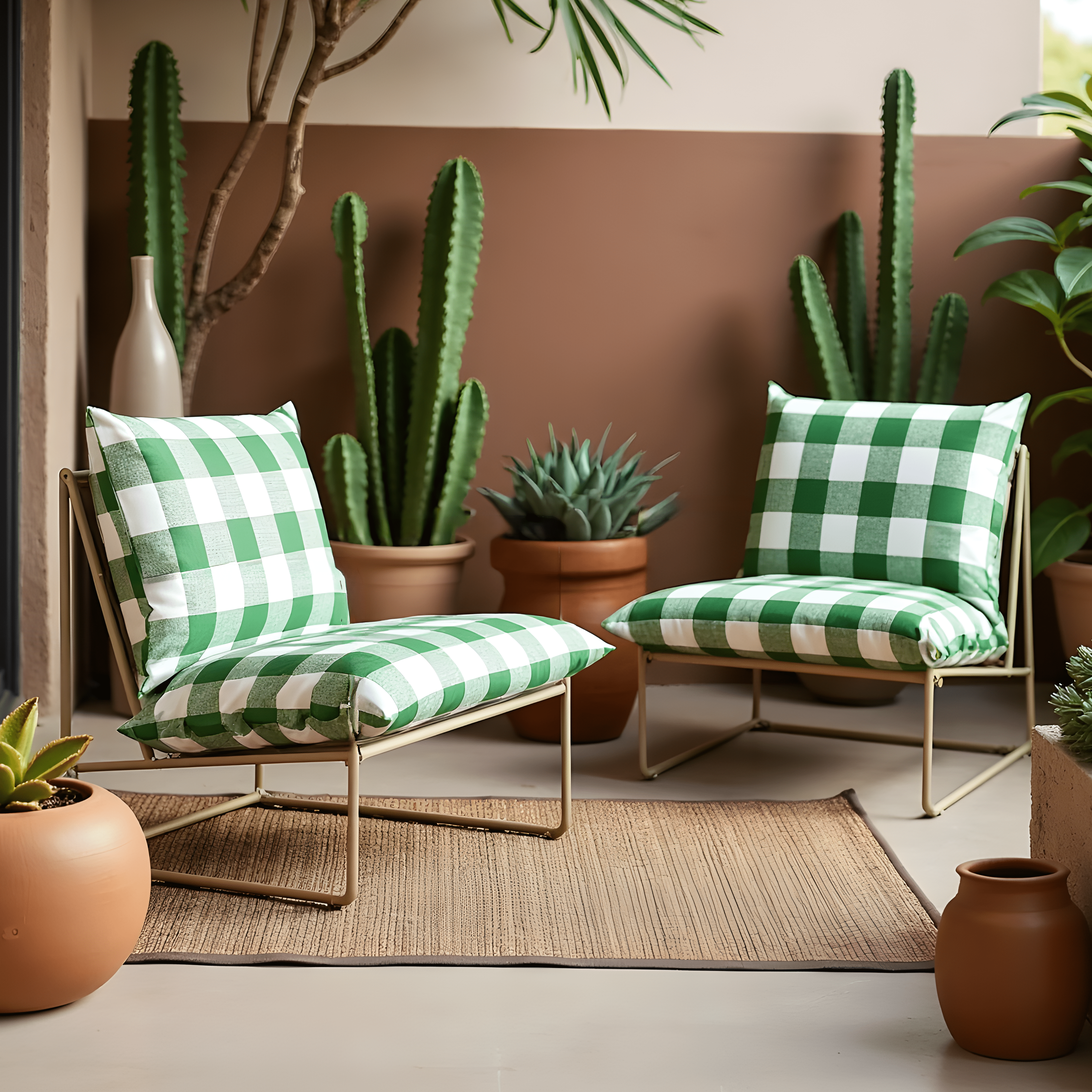 Rockin Cushions IKEA Outdoor Slipcovers 1 pillow and 1 seat cover Green Check Outdoor Slipcovers, Compatible with IKEA Havsten - Made to Order