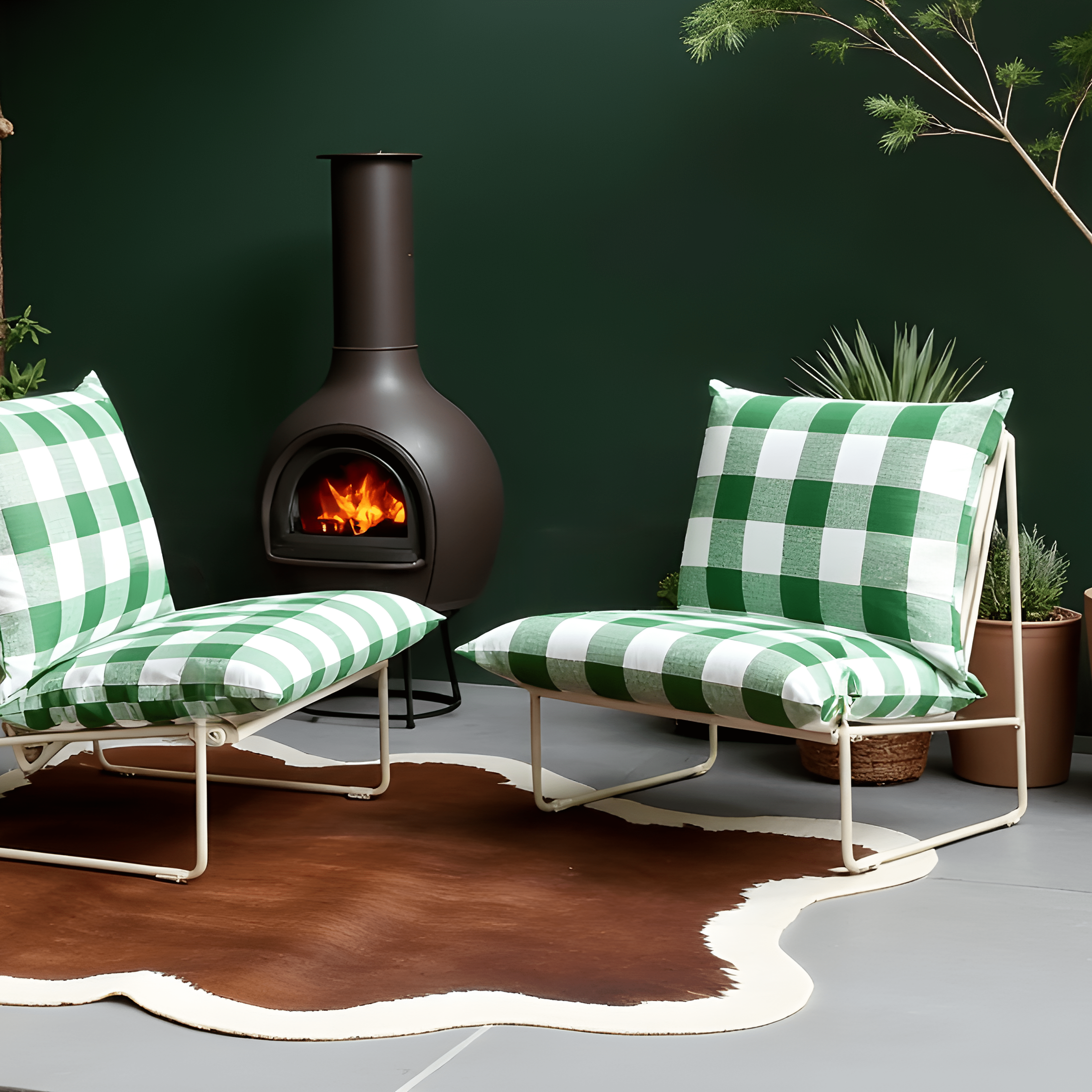 Rockin Cushions IKEA Outdoor Slipcovers 1 pillow and 1 seat cover Green Check Outdoor Slipcovers, Compatible with IKEA Havsten - Made to Order