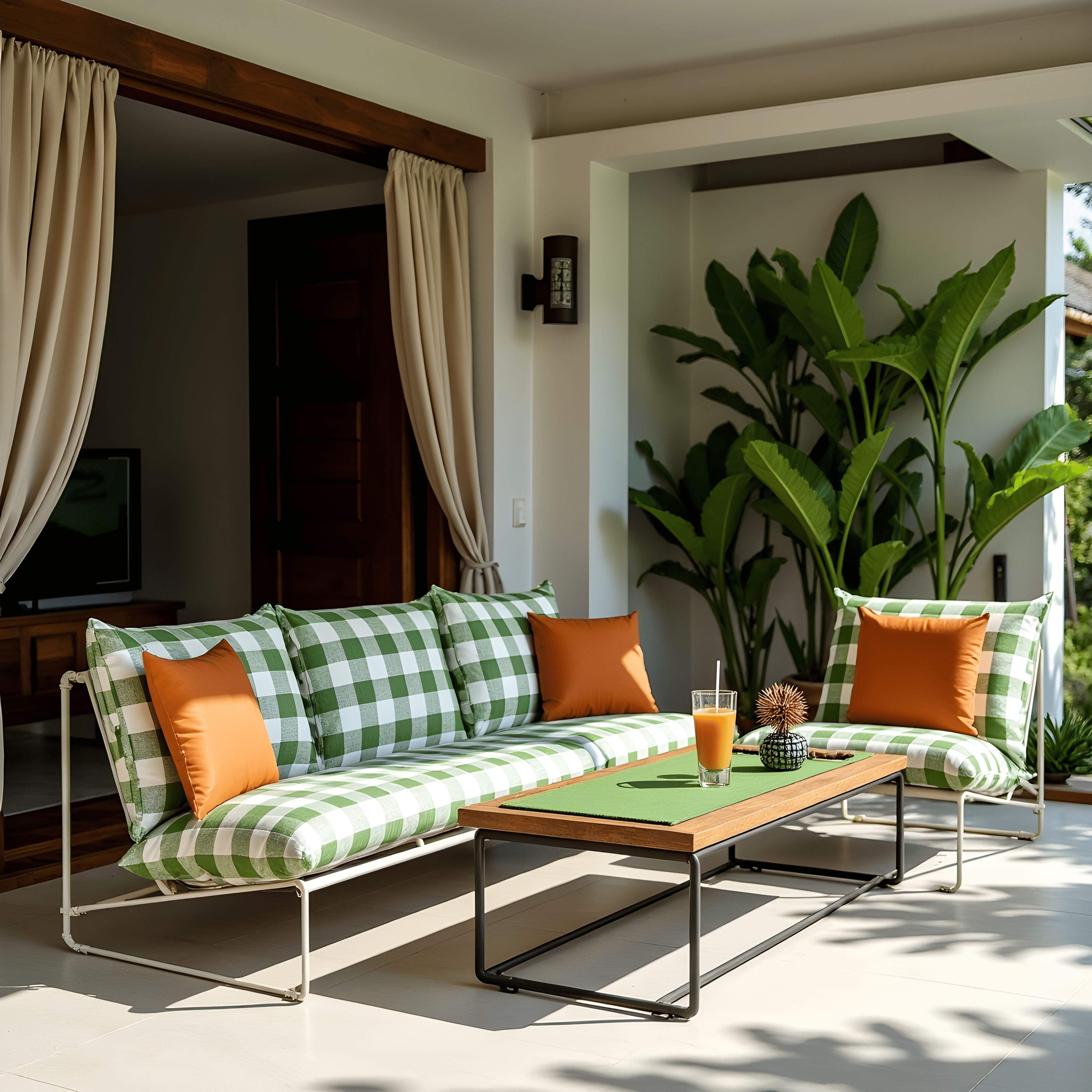 Rockin Cushions IKEA Outdoor Slipcovers 1 pillow and 1 seat cover Green Check Outdoor Slipcovers, Compatible with IKEA Havsten - Made to Order